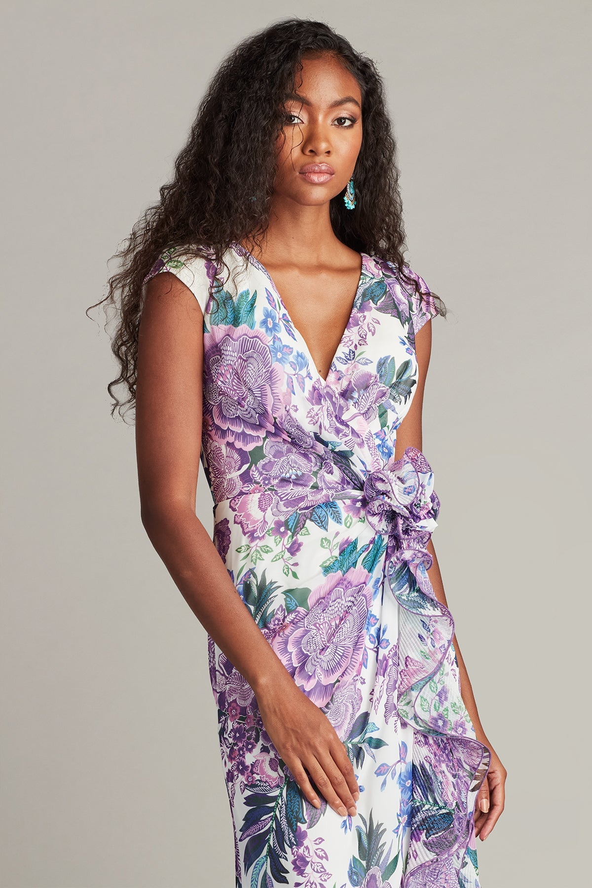 Prom Dresses Long Formal Floral Slit Evening Dress White Purple Floral