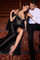 Prom Dresses Fitted Long Formal Beaded Lace Prom Dress Black