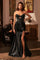 Prom Dresses Long Beaded Corset Formal Fitted Prom Gown Black