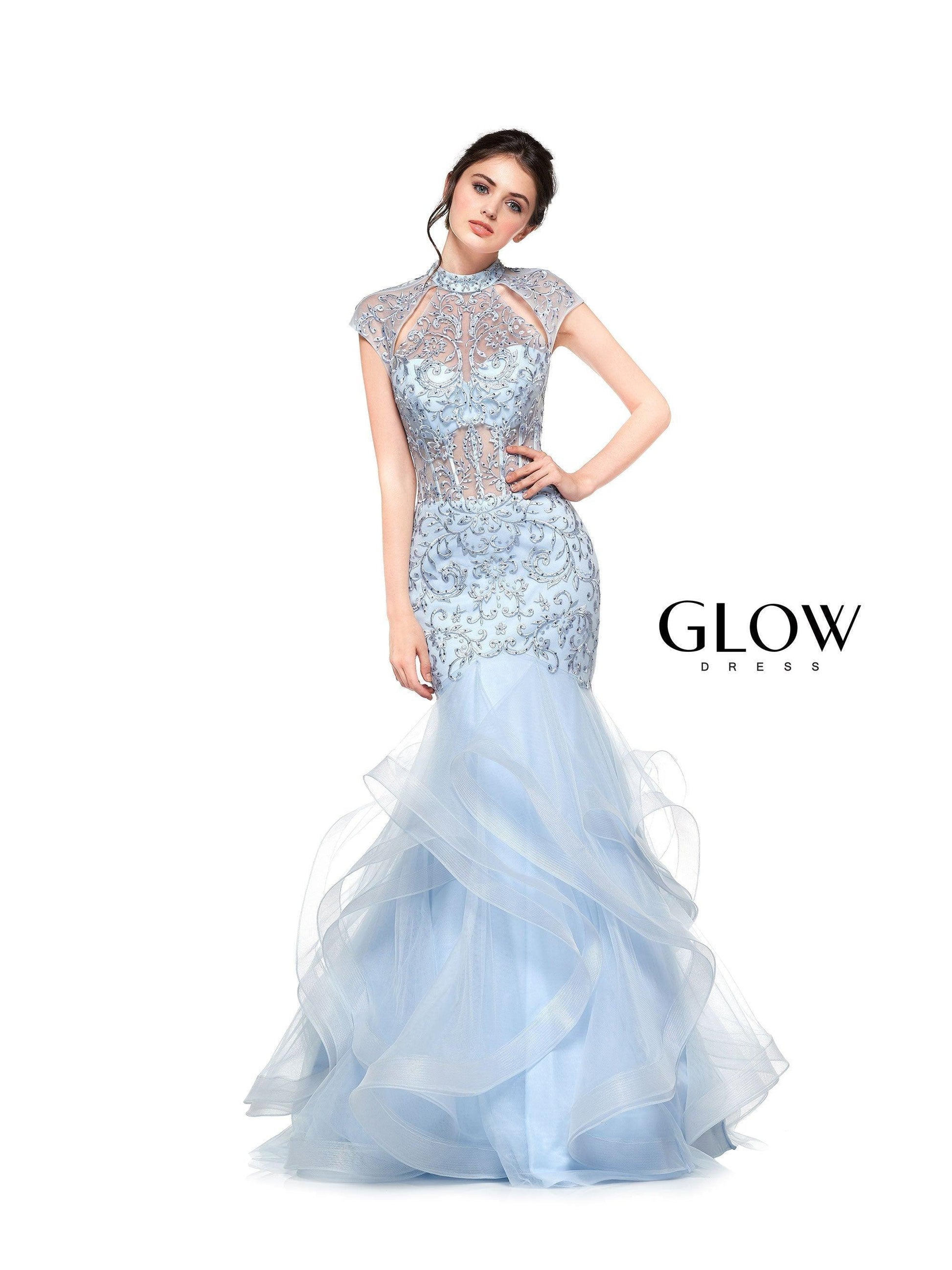 Colors Long Cap Sleeve Formal Mermaid Prom Gown 842 - The Dress Outlet