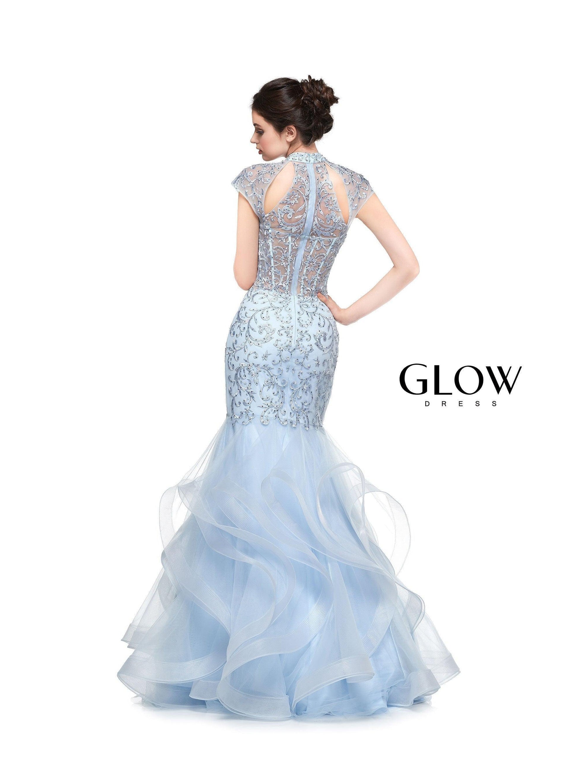 Colors Long Cap Sleeve Formal Mermaid Prom Gown Sale - The Dress Outlet