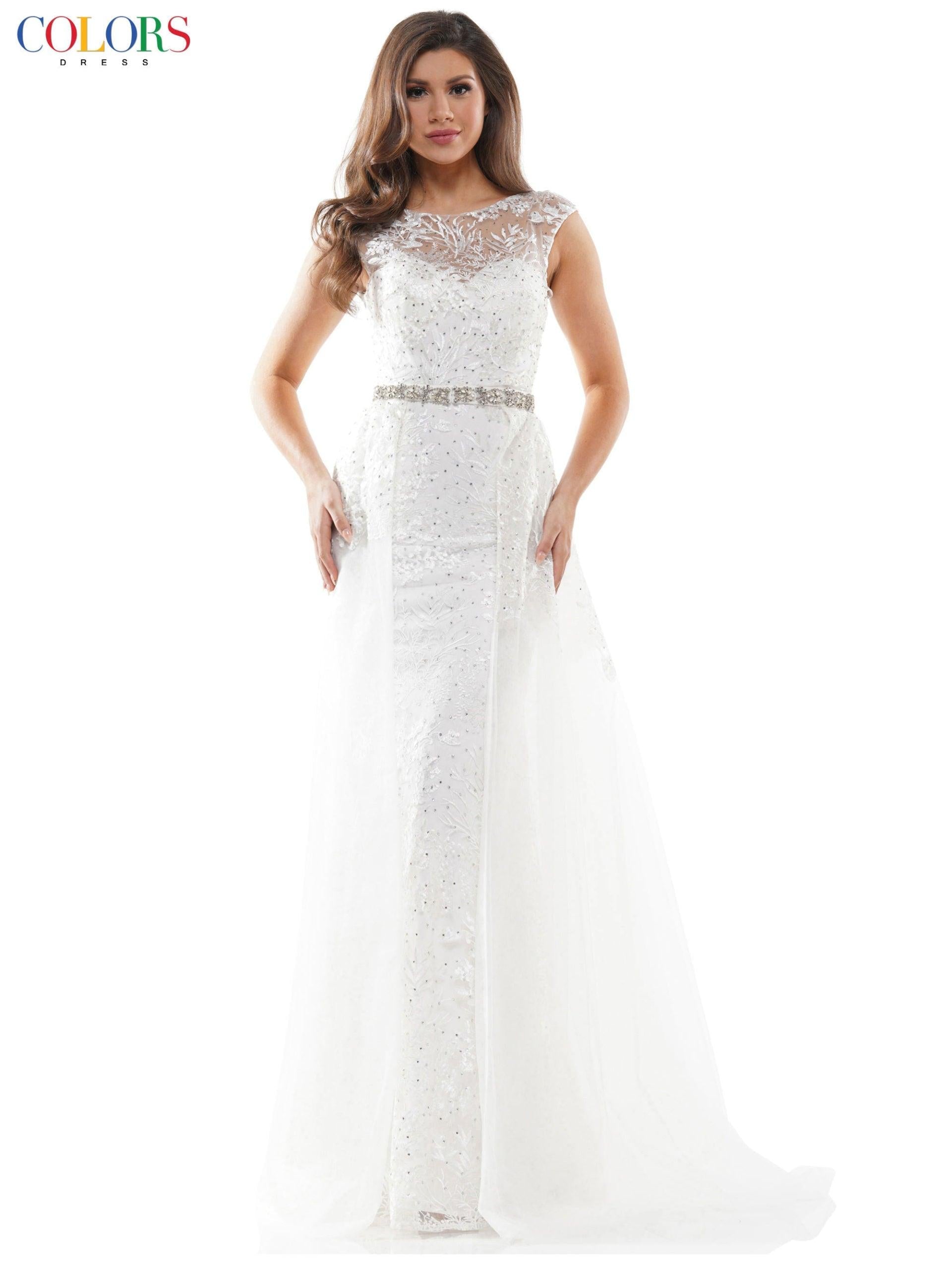 Colors Long Cap Sleeve Formal Prom Dress 1830 - The Dress Outlet