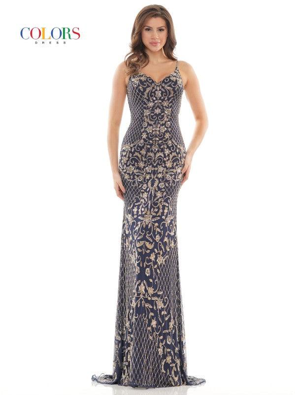 Colors Long Formal Beaded Prom Dress 122 - The Dress Outlet