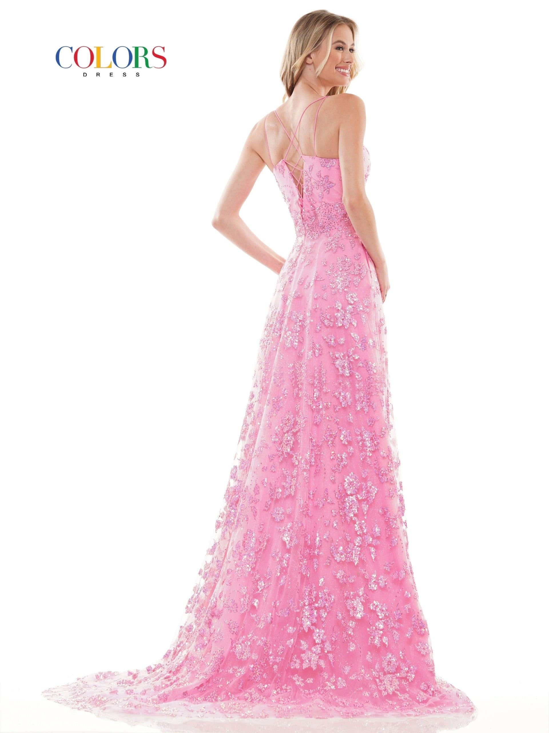 Colors Long Formal Glitter Mesh Prom Dress 2742 - The Dress Outlet