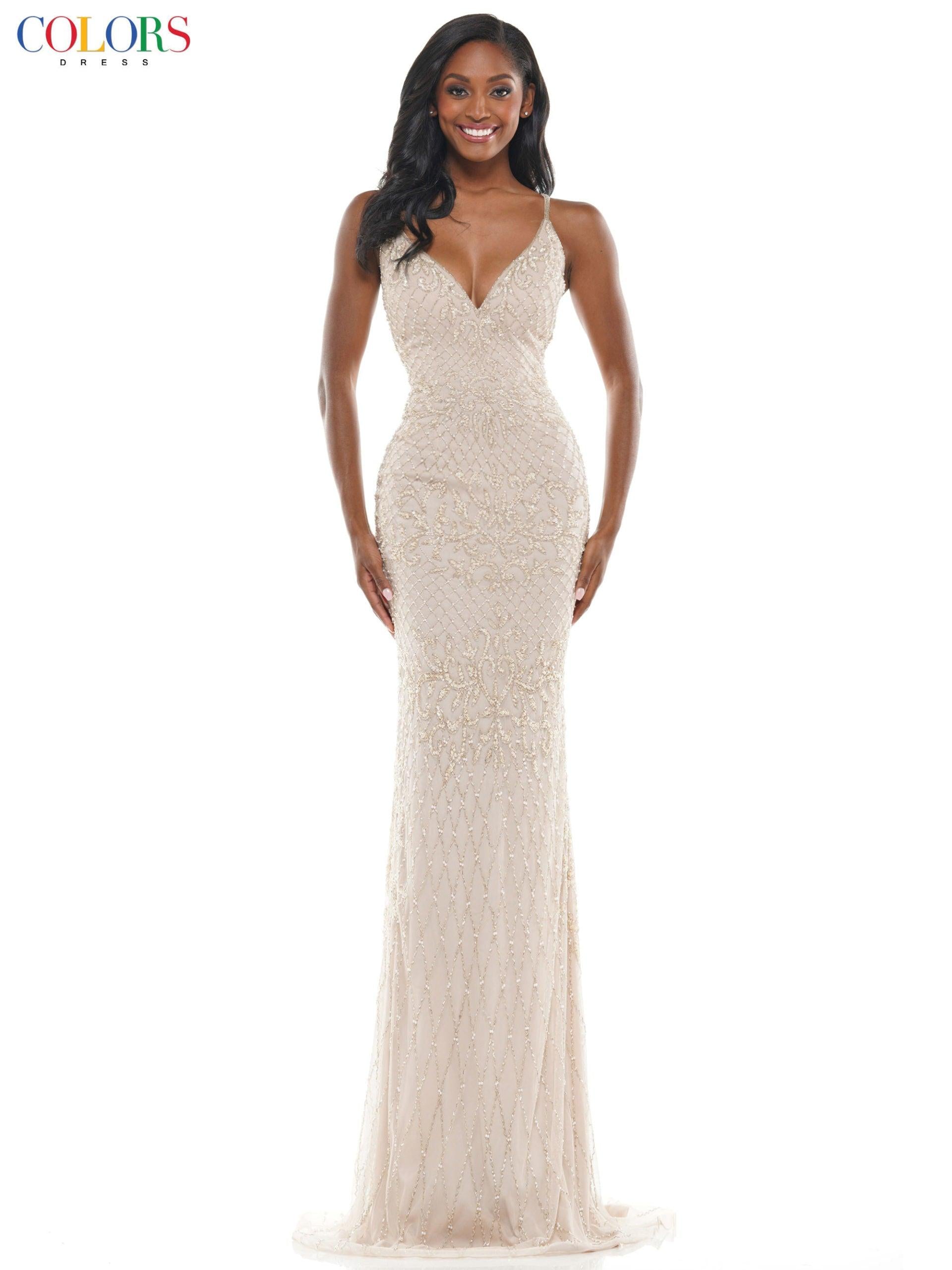 Colors Long Formal Spaghetti Strap Prom Dress 106 - The Dress Outlet