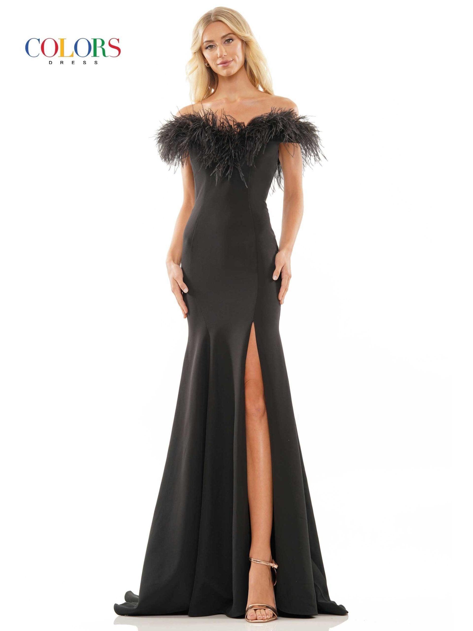Colors Long Off Shoulder Formal Prom Dress 2663 - The Dress Outlet