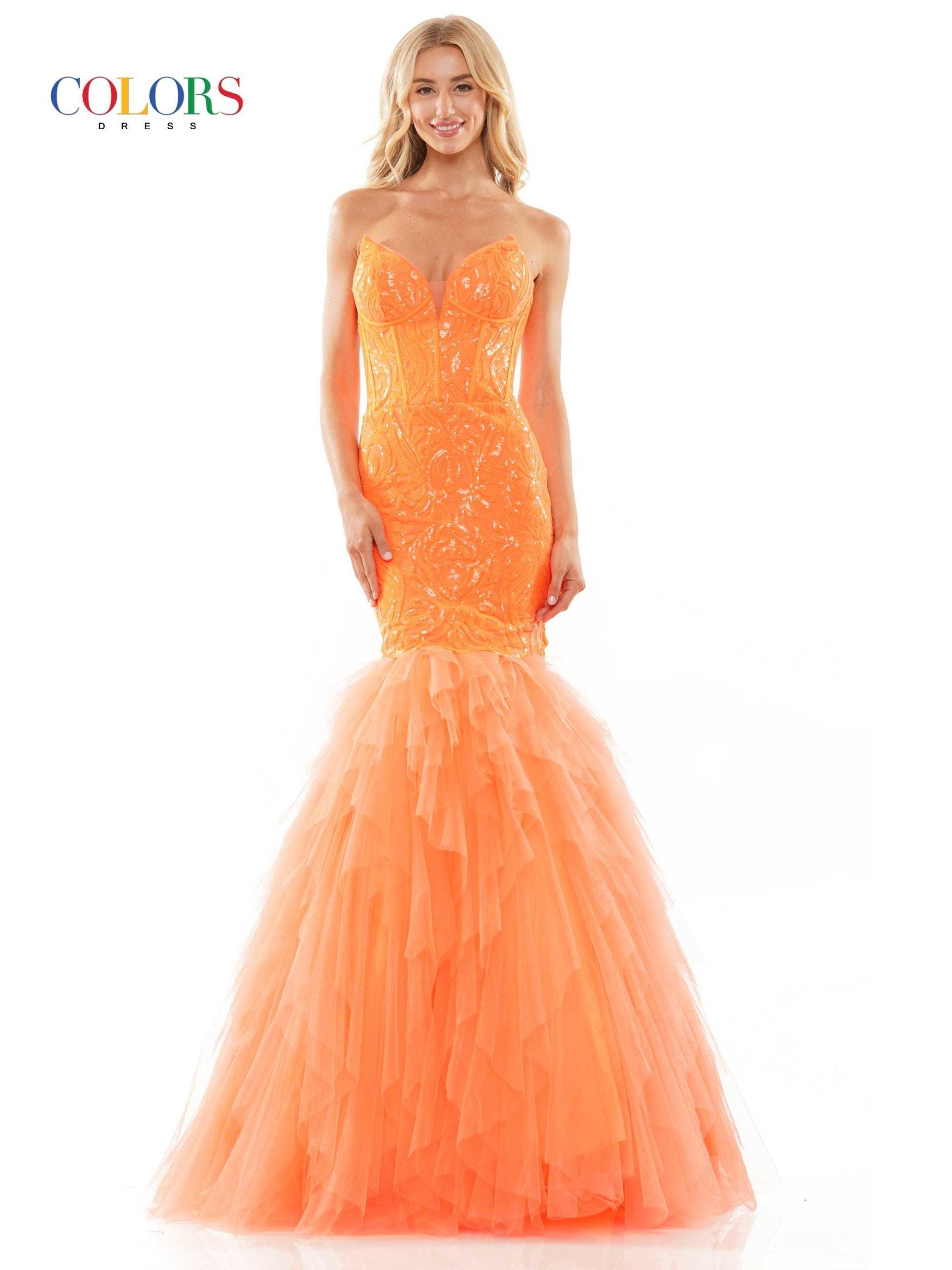Colors Long Sexy Strapless Prom Dress 2985 - The Dress Outlet