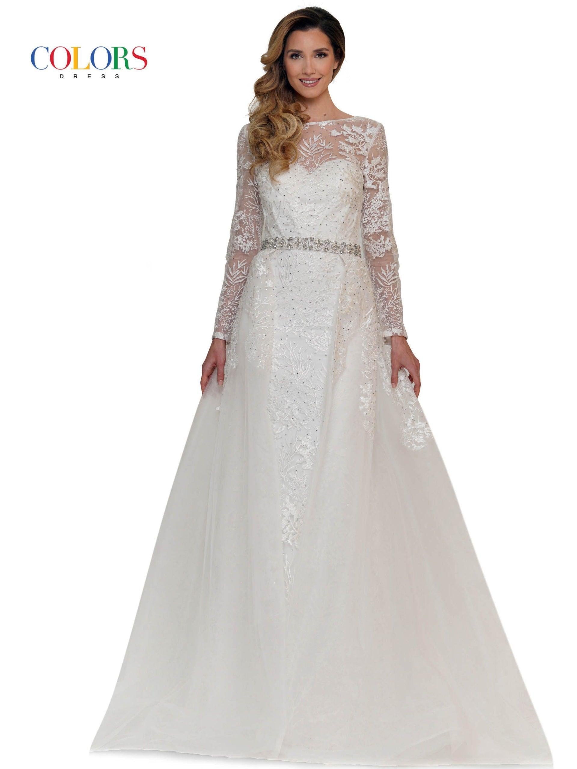 Colors Long Sleeve Formal Prom Dress 1830SL - The Dress Outlet
