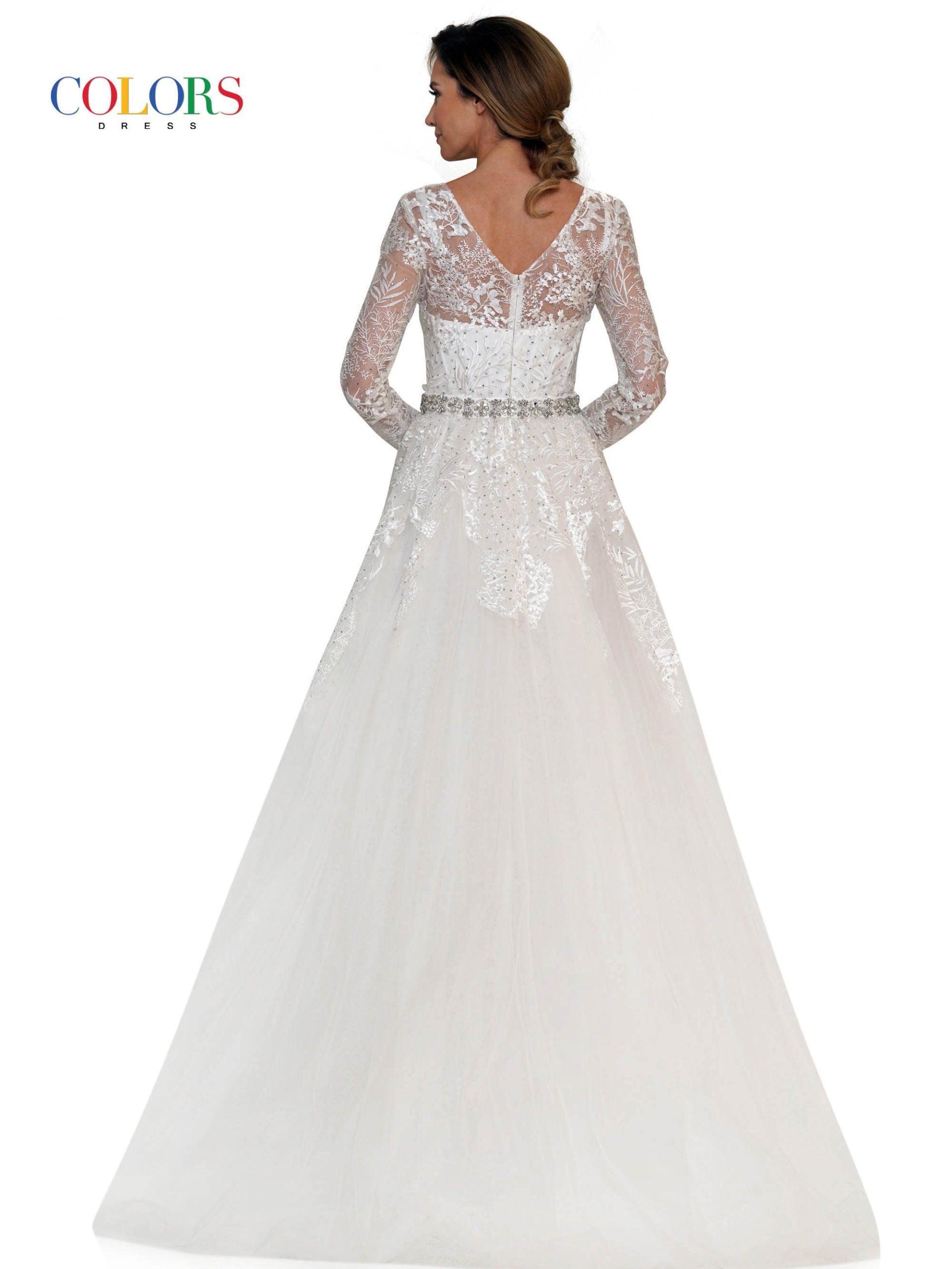 Colors Long Sleeve Formal Prom Dress 1830SL - The Dress Outlet