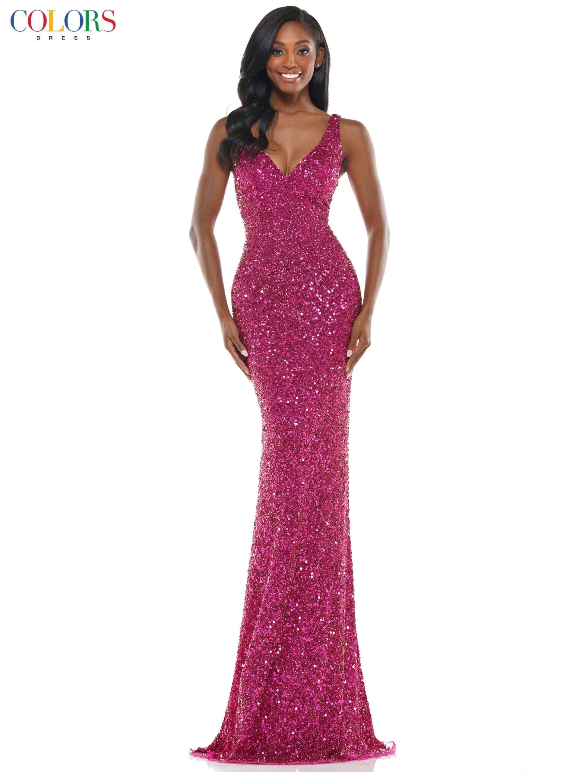 Colors Long Sleeveless Fitted Formal Prom Dress 103 - The Dress Outlet
