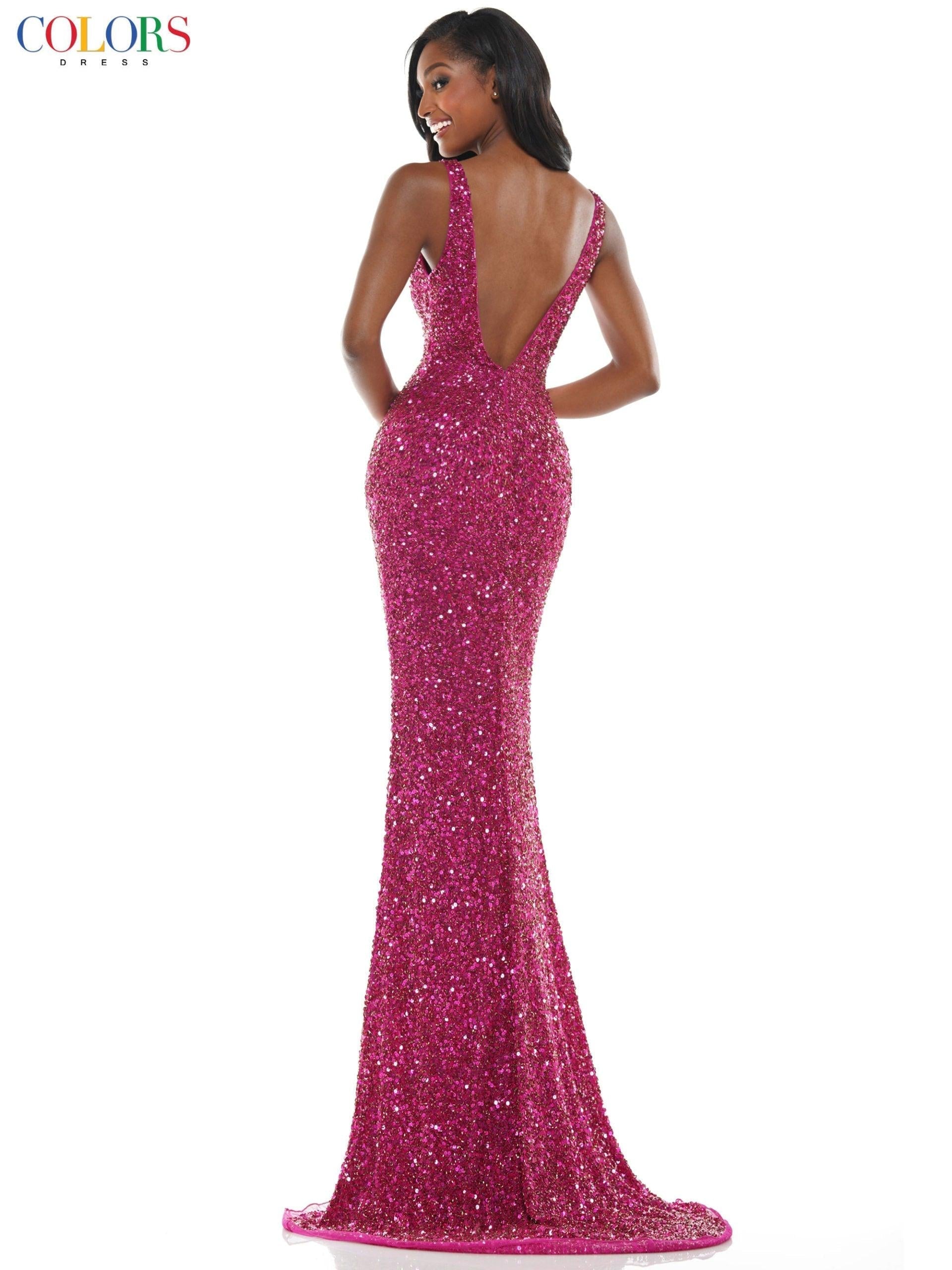 Colors Long Sleeveless Fitted Formal Prom Dress 103 - The Dress Outlet