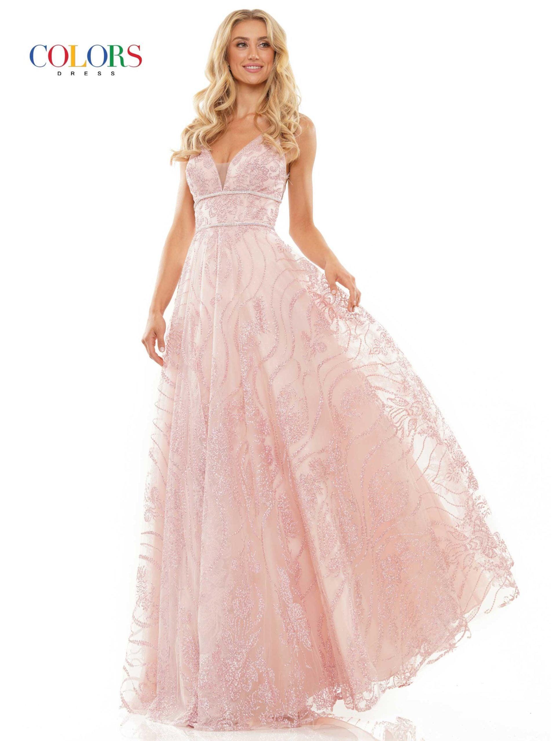Colors Long Spaghetti Strap Evening Dress 2834 - The Dress Outlet