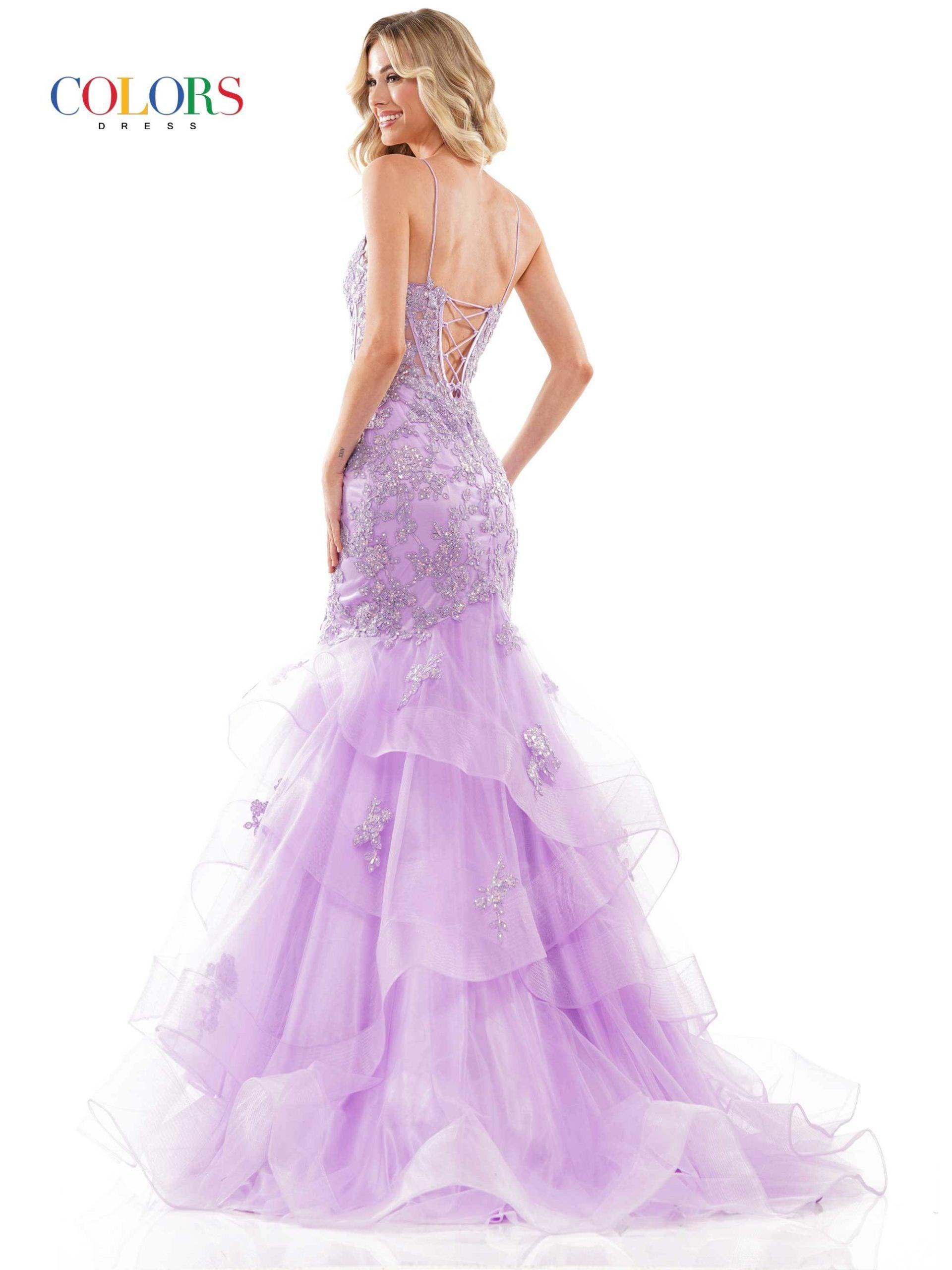Colors Long Spaghetti Strap Evening Dress 2899 - The Dress Outlet