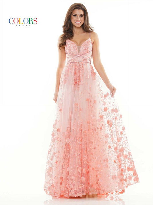 Colors Long Spaghetti Strap Prom Formal Gown 2726 - The Dress Outlet