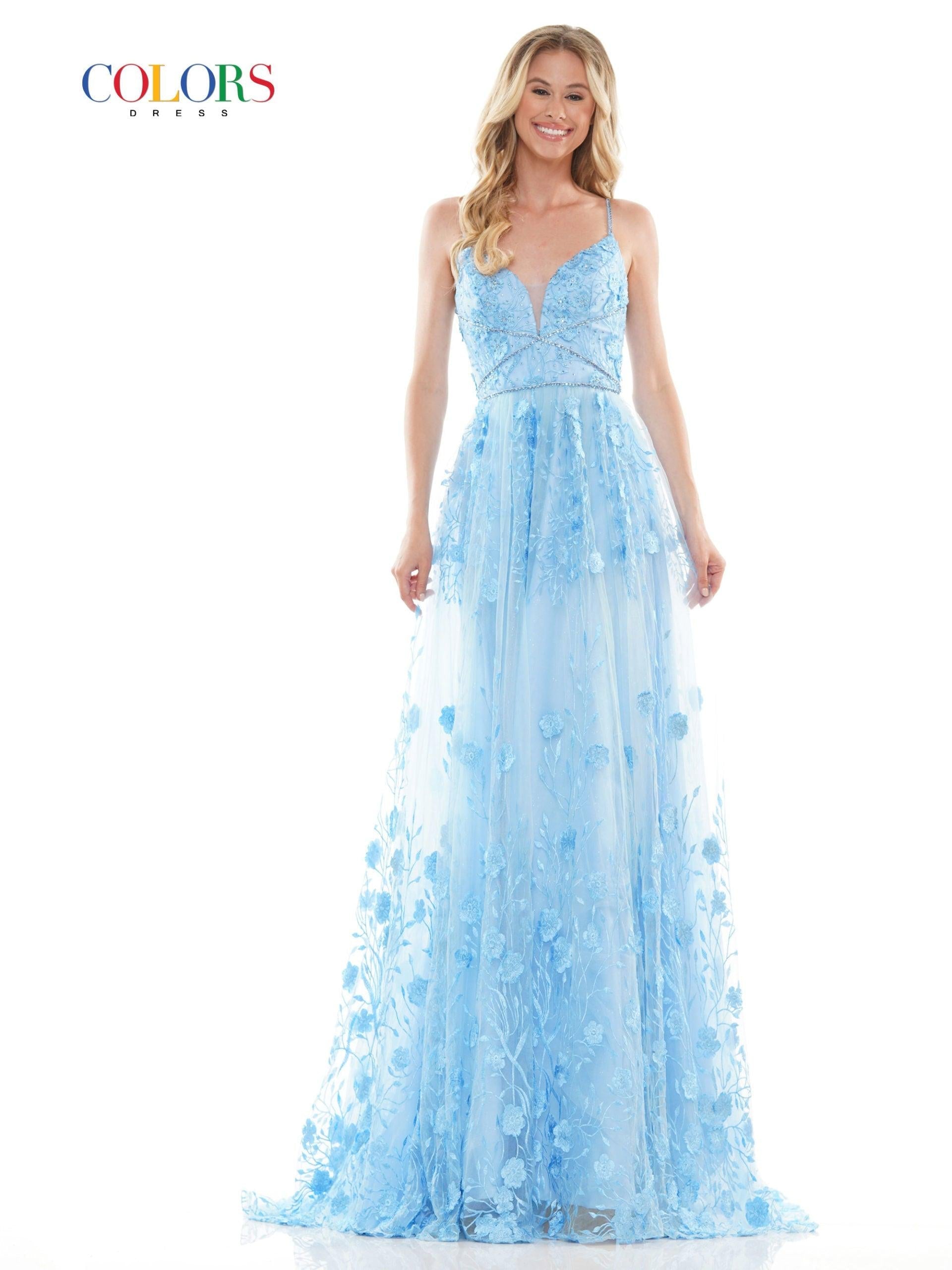 Colors Long Spaghetti Strap Prom Formal Gown 2726 - The Dress Outlet