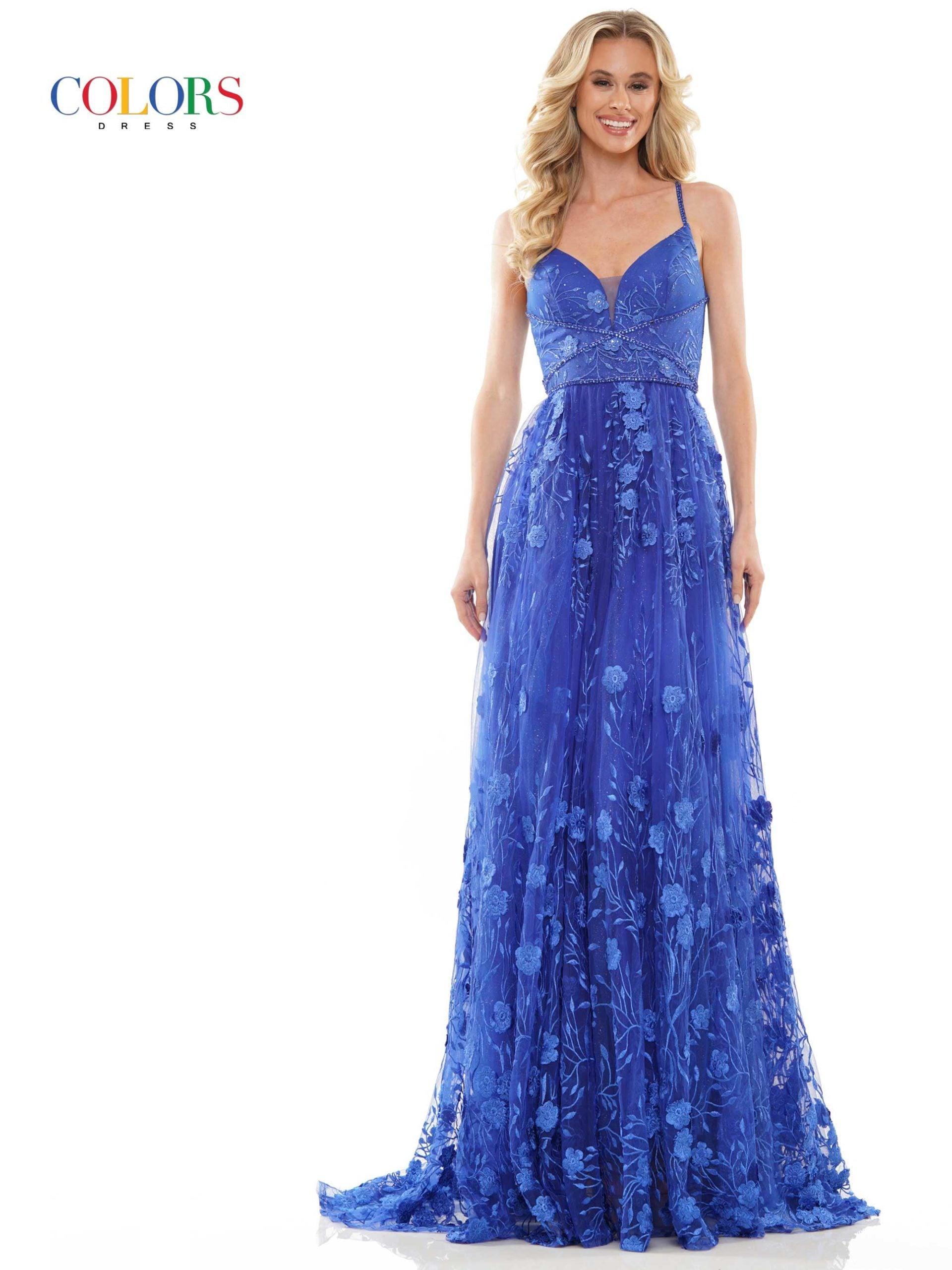 Colors Long Spaghetti Strap Prom Formal Gown 2726 - The Dress Outlet