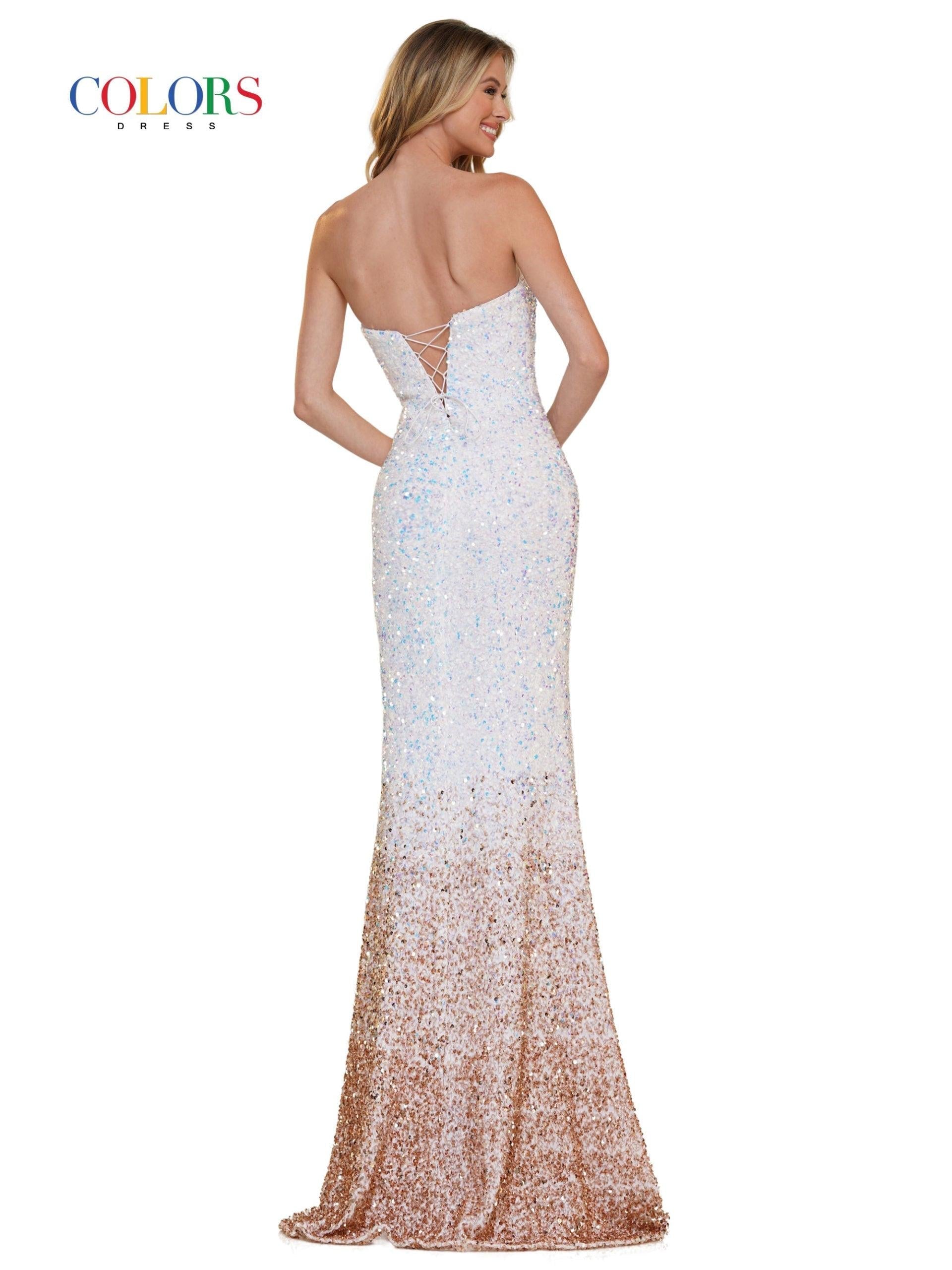 Colors Long Strapless Formal Ombre Prom Dress 2683 - The Dress Outlet