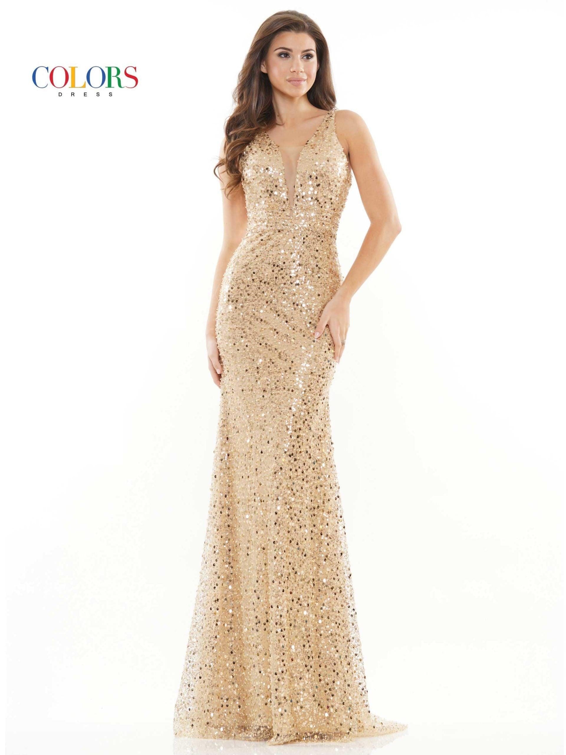 Colors Prom Long Sleeveless Formal Dress 2718 - The Dress Outlet