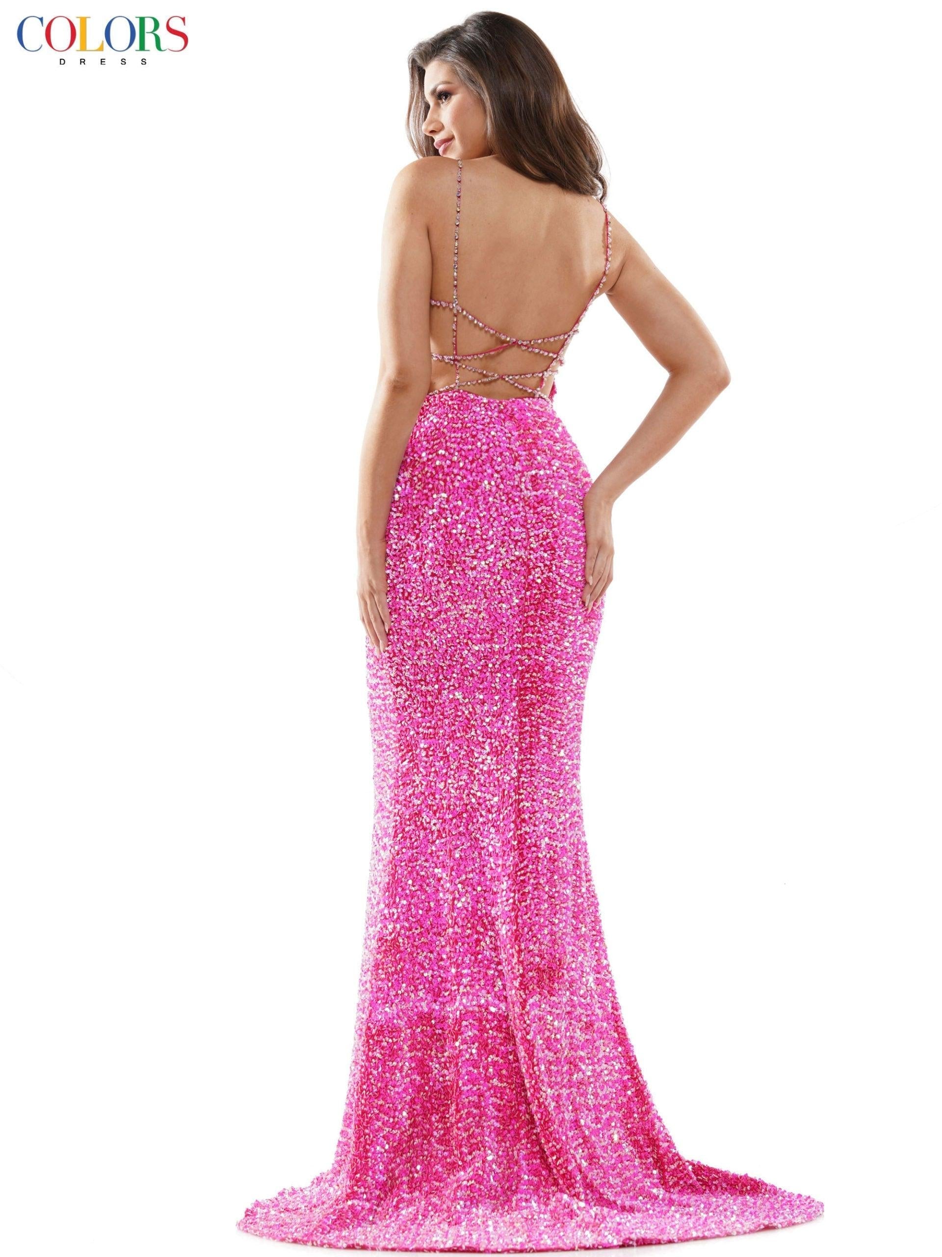 Colors Prom Long Spaghetti Strap Formal Dress 2459 - The Dress Outlet