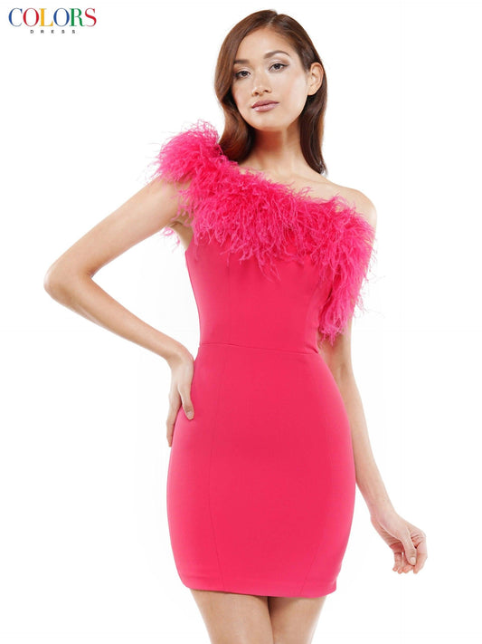 Colors Prom Short One Shoulder Cocktail Dress 2404 - The Dress Outlet