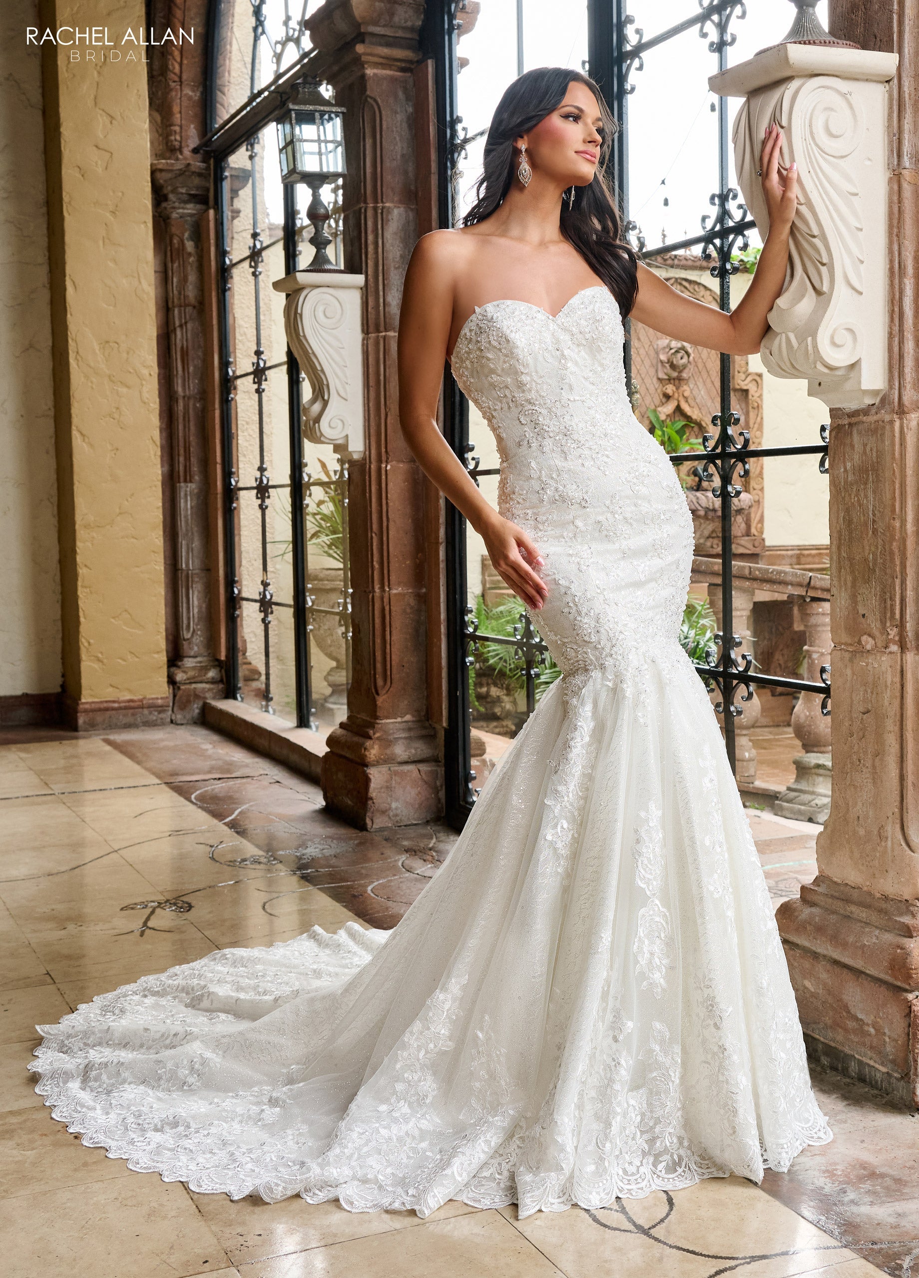 Wedding Dresses Glitter Long Mermaid Detachable Cape Wedding Dress White