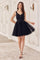 Cocktail Dresses Homecoming Short Sequin Applique Cocktail Dress Black