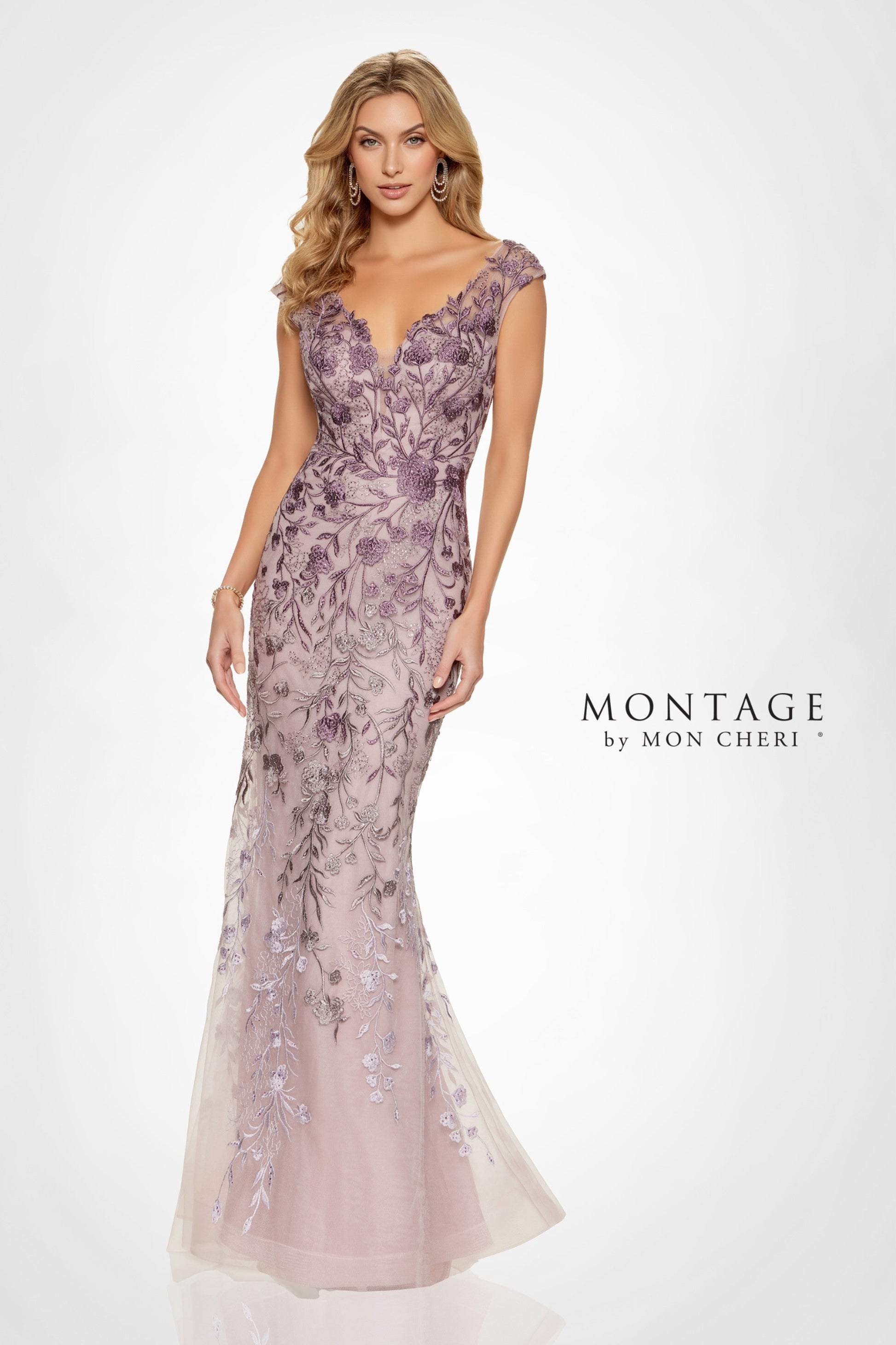Formal Dresses Beaded Floral Long Formal Ombre Evening Dress Heather