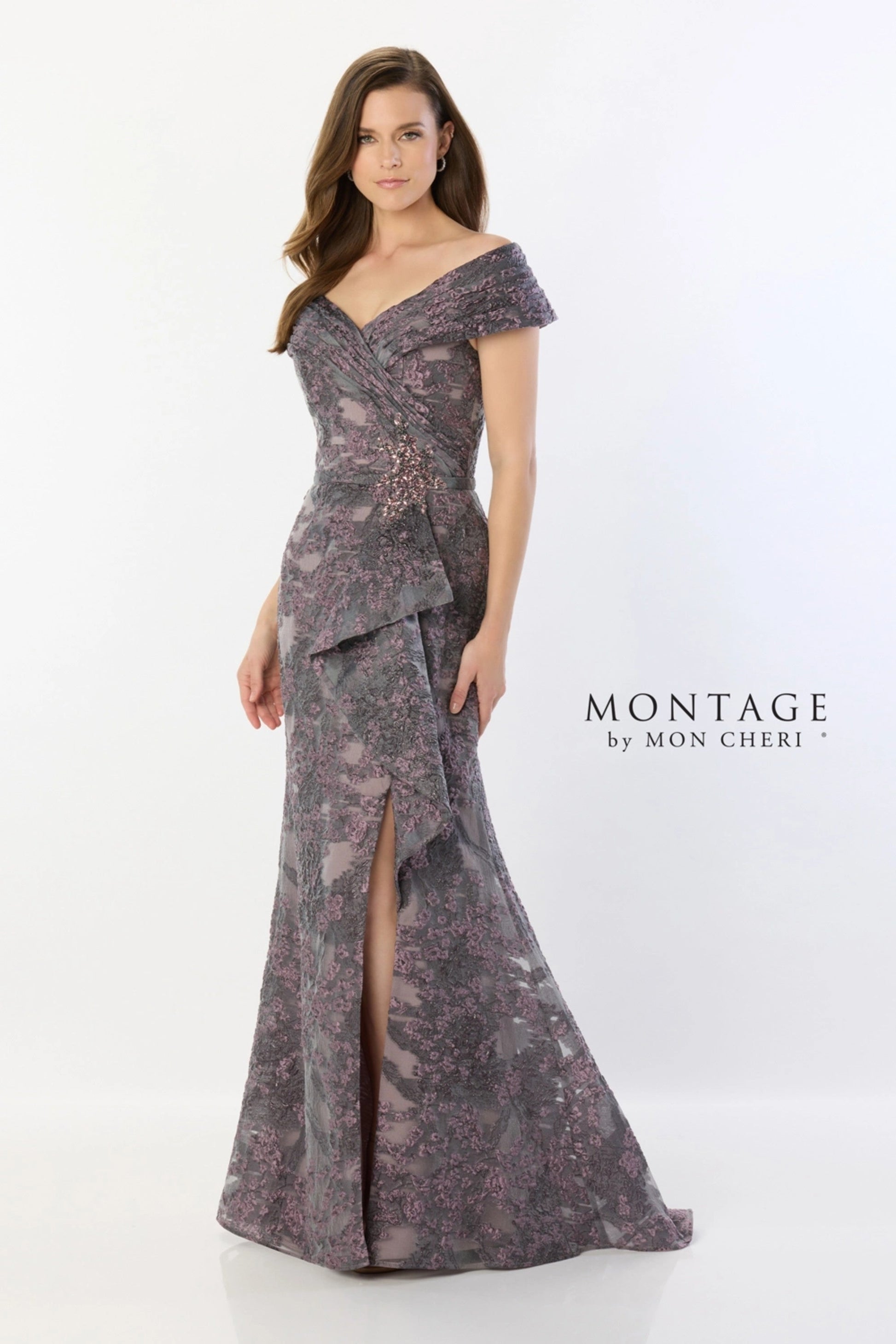 Formal Dresses Long Formal Beaded Ruffle Evening Dress  Eggplant