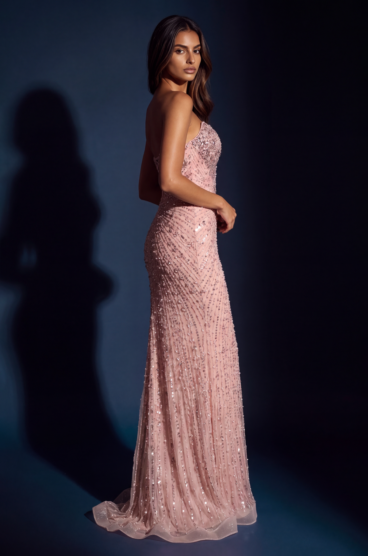 Strapless Sweetheart Sequin Mermaid Gown – Rose
