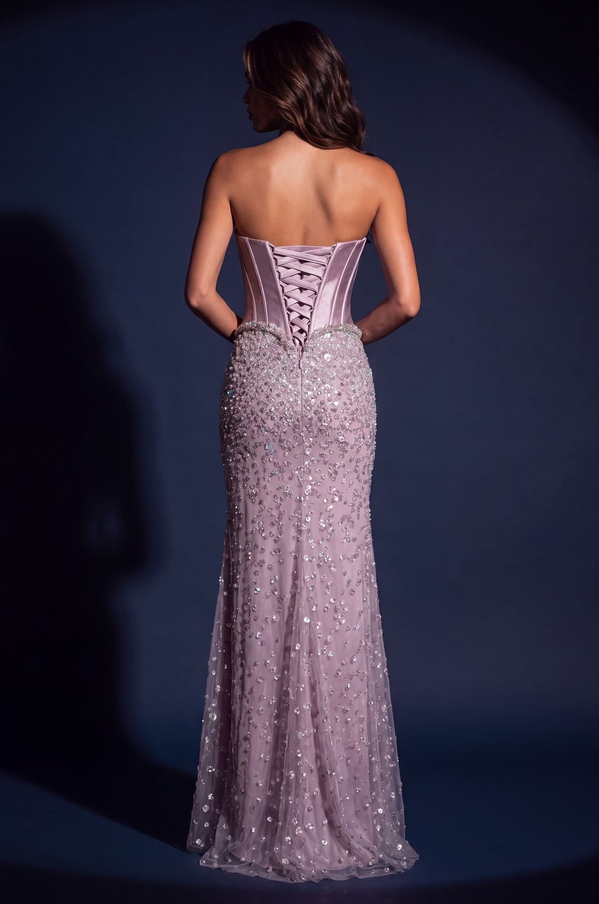 Long Beaded Corset Fitted Couture Formal Dress – Mauve