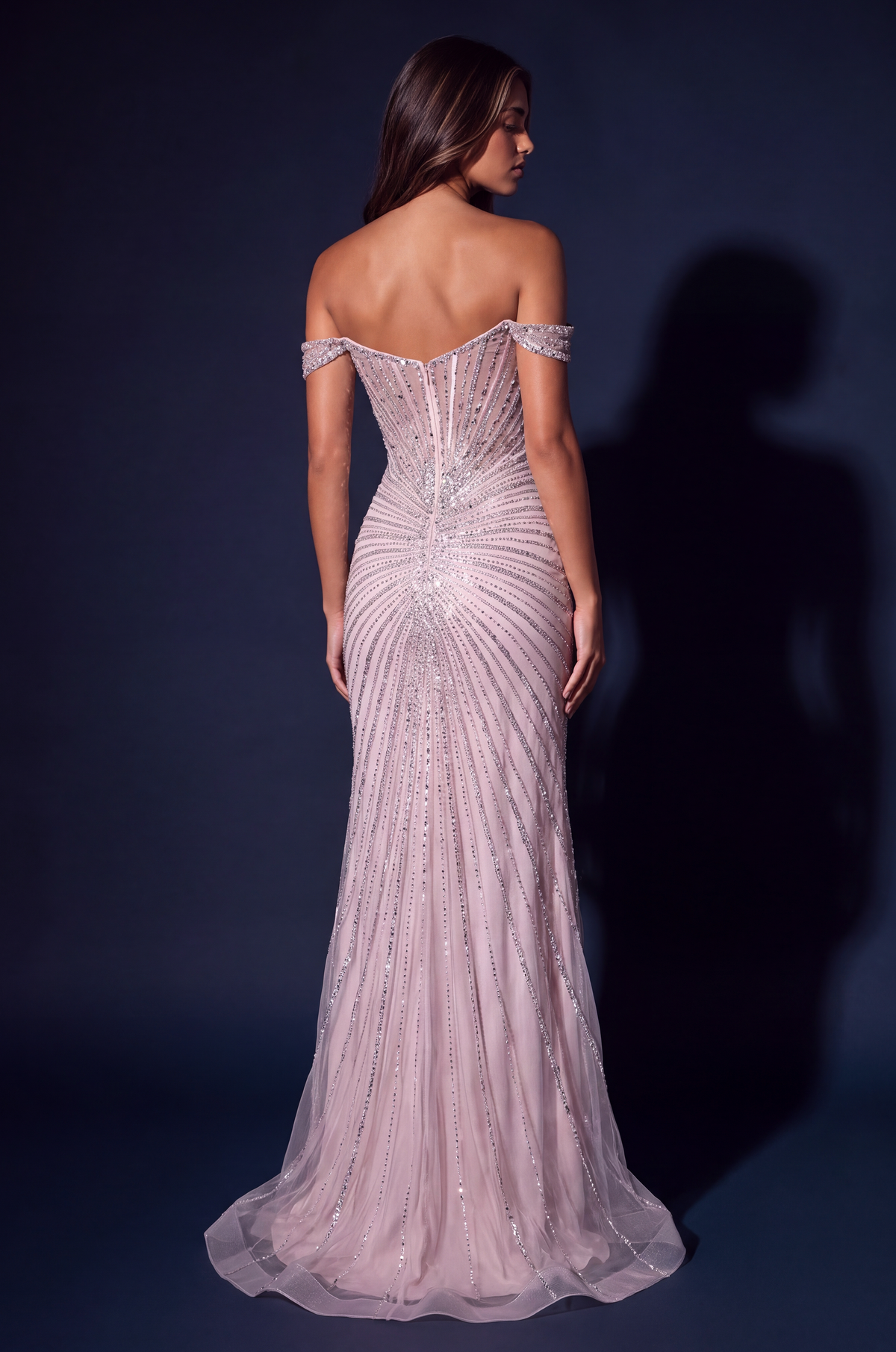 Prom Beaded Corset Fitted Formal Evening Gown – Blue