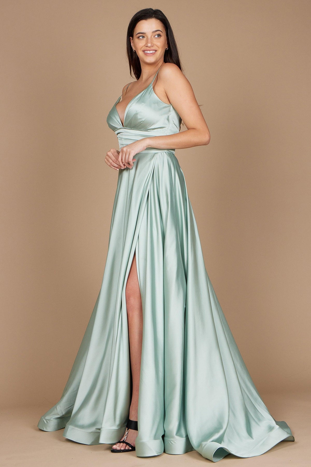 Long Spaghetti Strap Prom Formal Gown – Charcoal