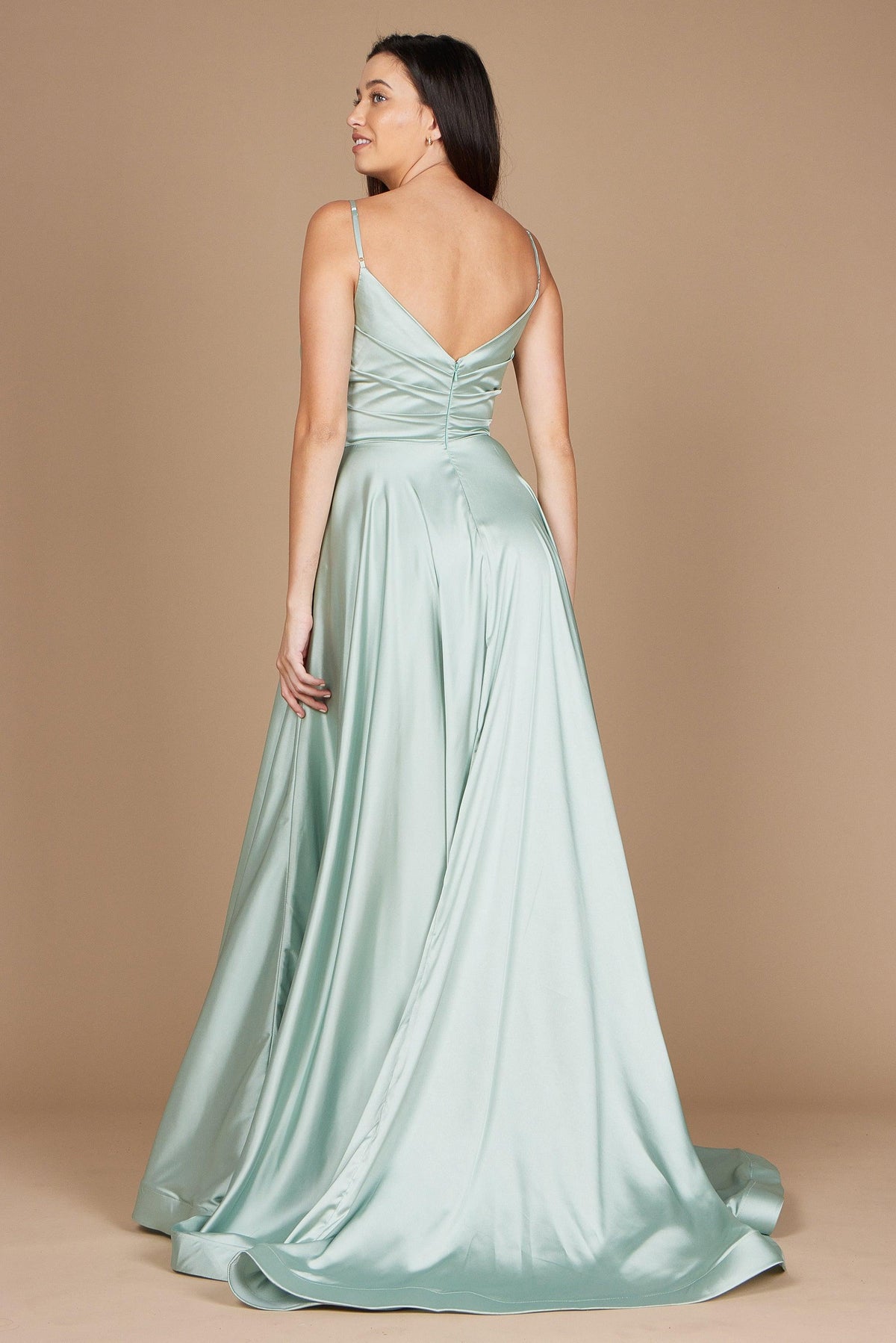 Long Spaghetti Strap Prom Formal Gown – Charcoal