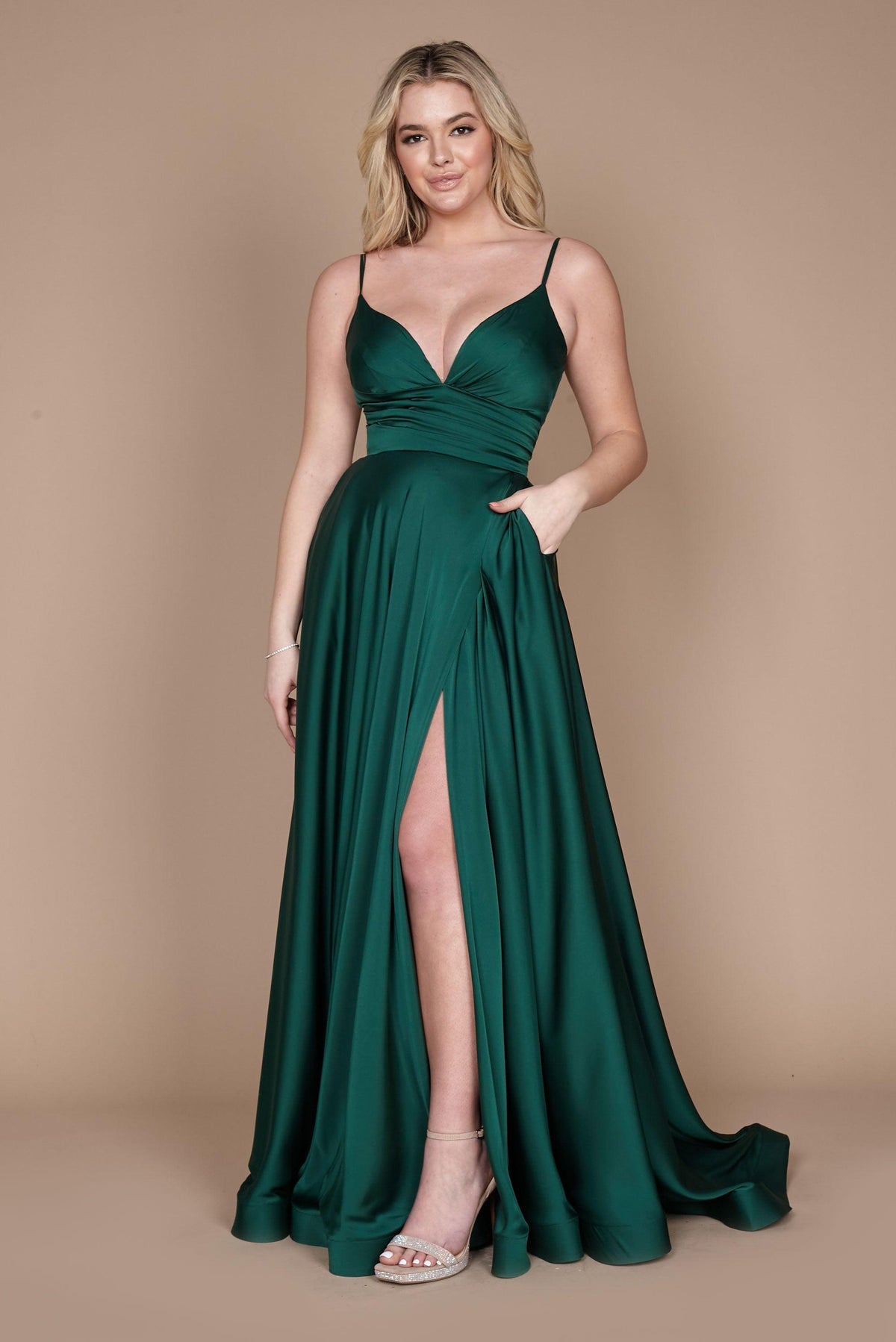 Long Spaghetti Strap Prom Formal Gown – Charcoal