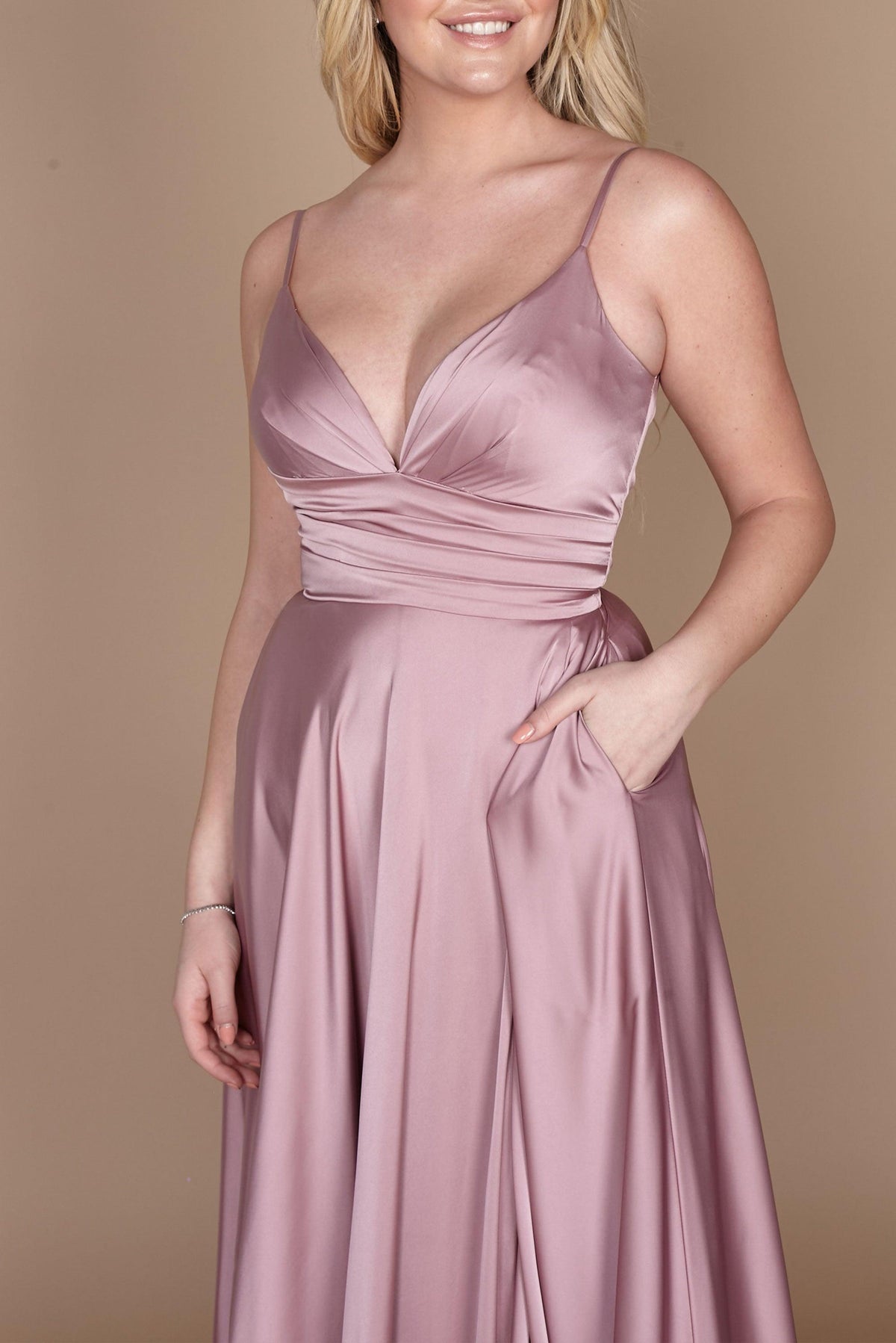 Long Spaghetti Strap Prom Formal Gown – Charcoal
