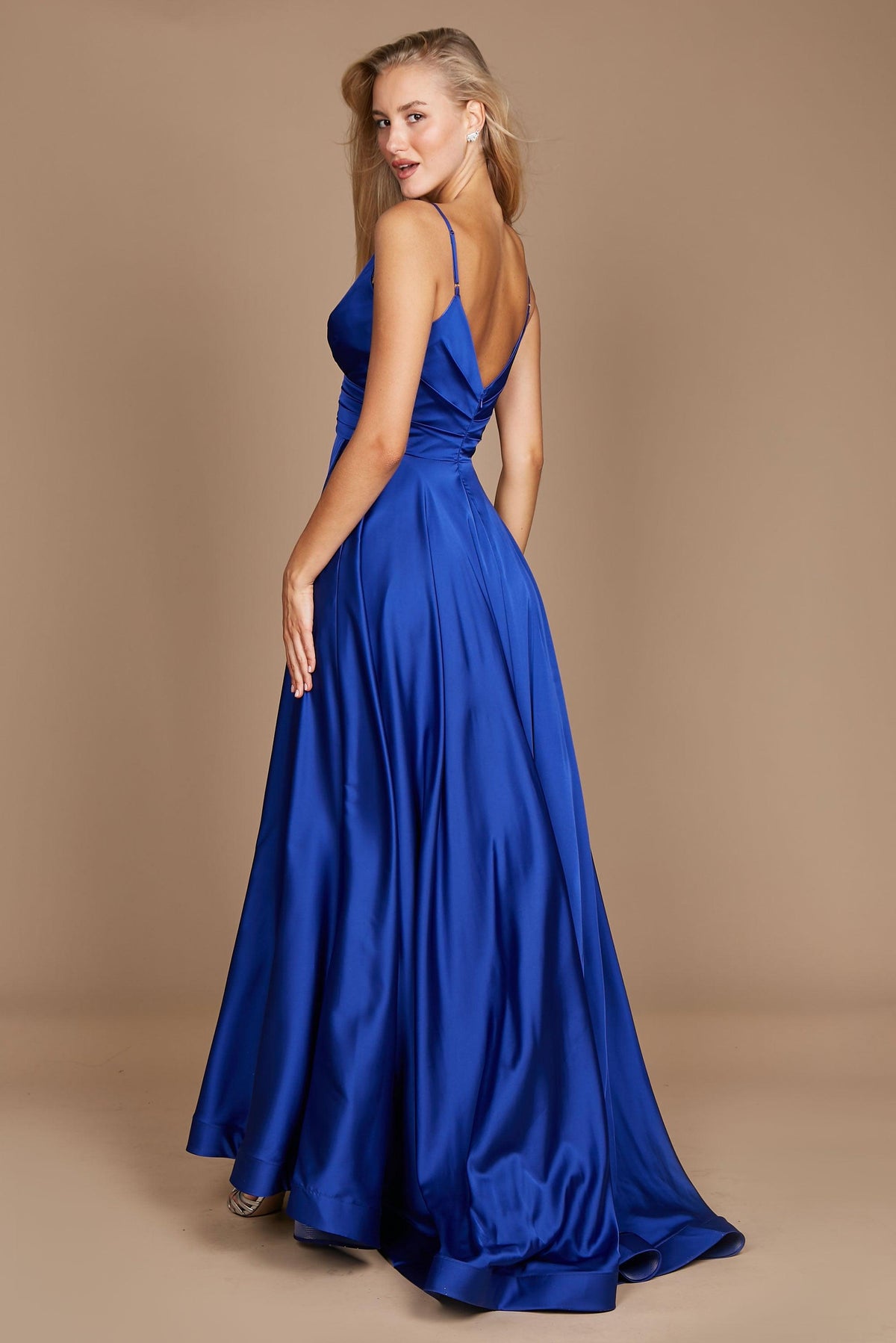 Long Spaghetti Strap Prom Formal Gown – Smokey Blue