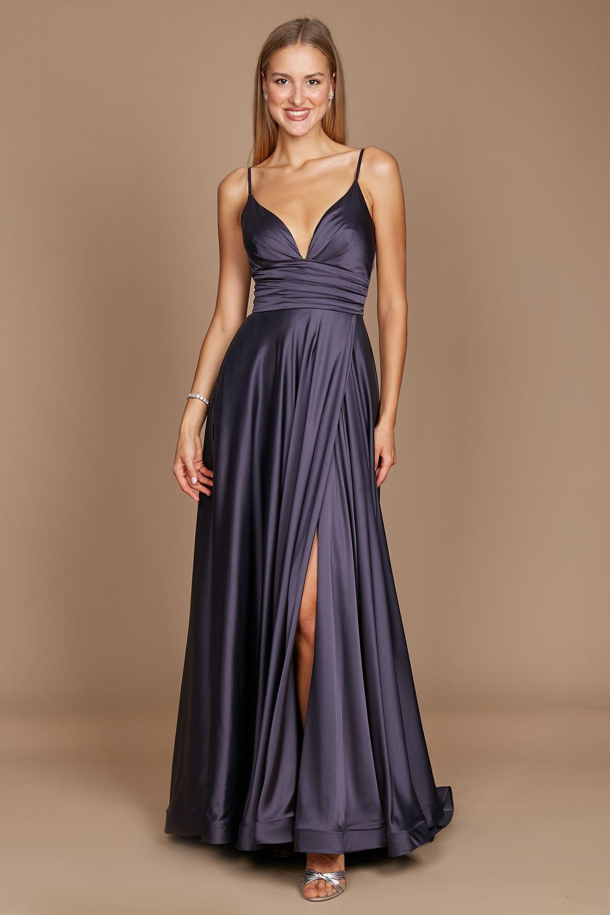 Long Spaghetti Strap Prom Formal Gown – Navy