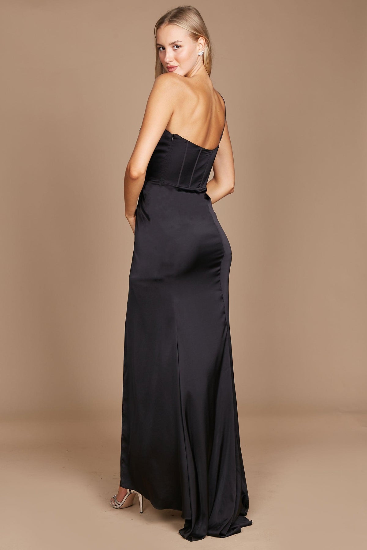 One Shoulder Formal Evening Dress – Black
