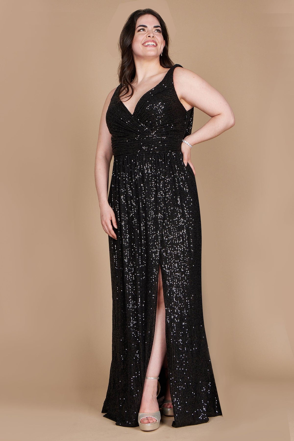 Plus Size Formal Dress Fully Sequin Gown – Silver