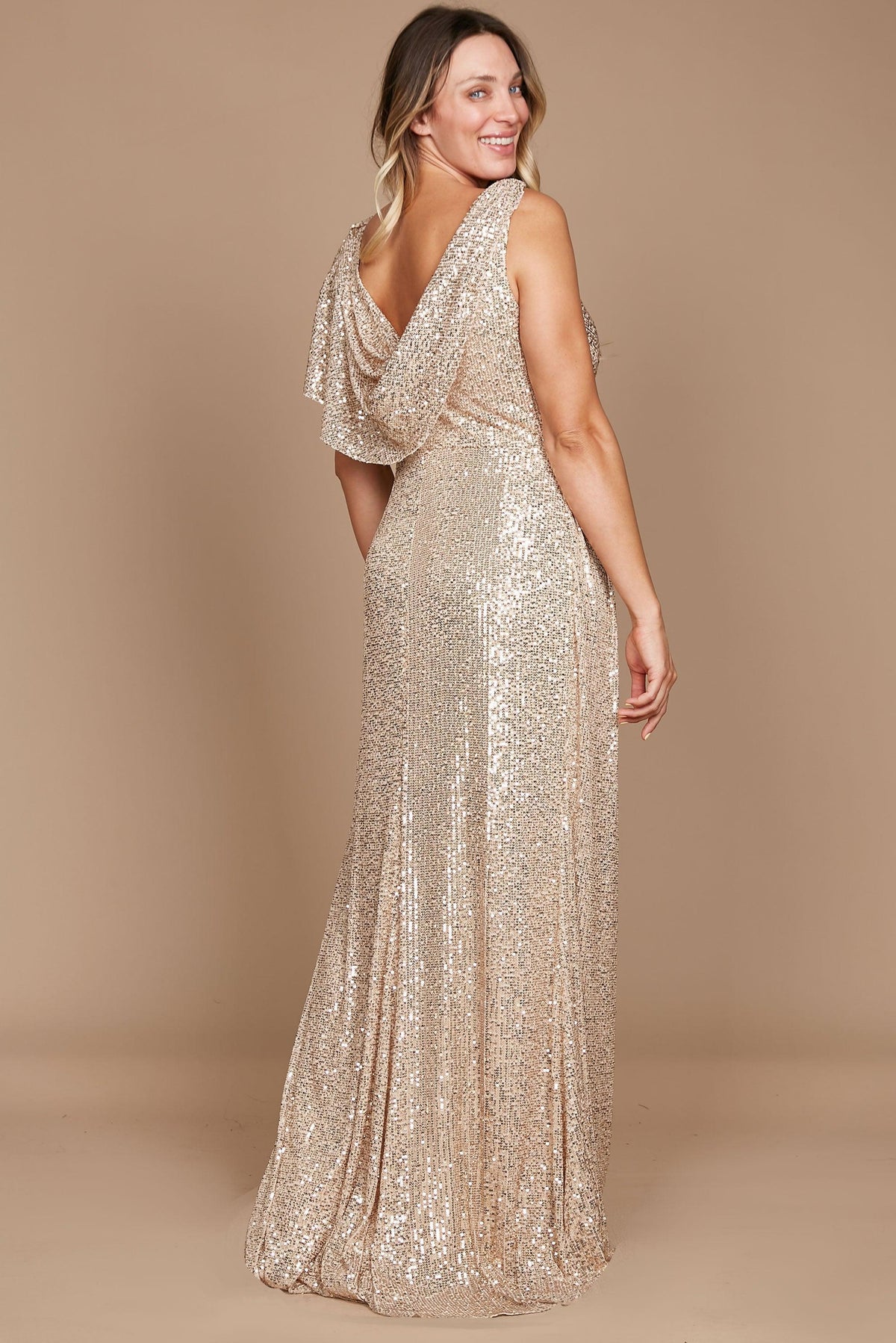 Plus Size Formal Dress Fully Sequin Gown – Charcoal