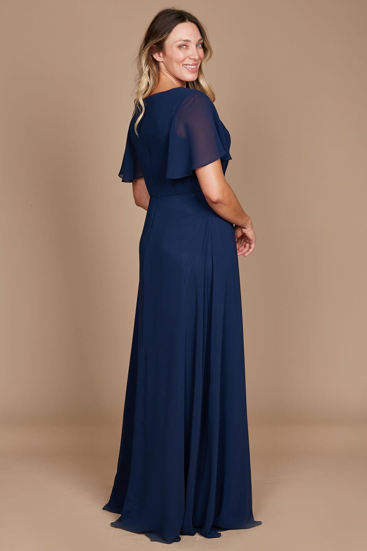 Short Sleeve Chiffon Formal Dress – black