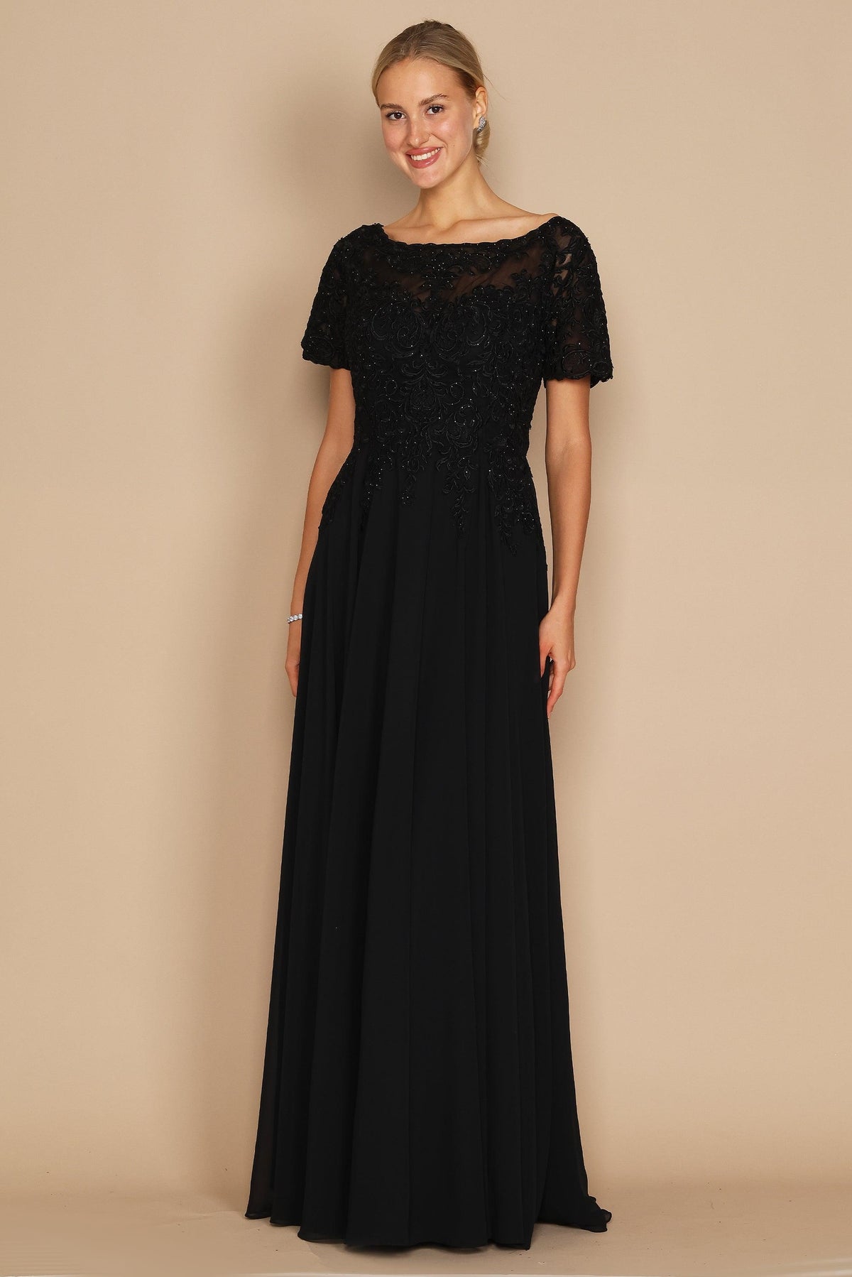 Short Sleeve Mother of the Bride Formal Dress – Burgundy