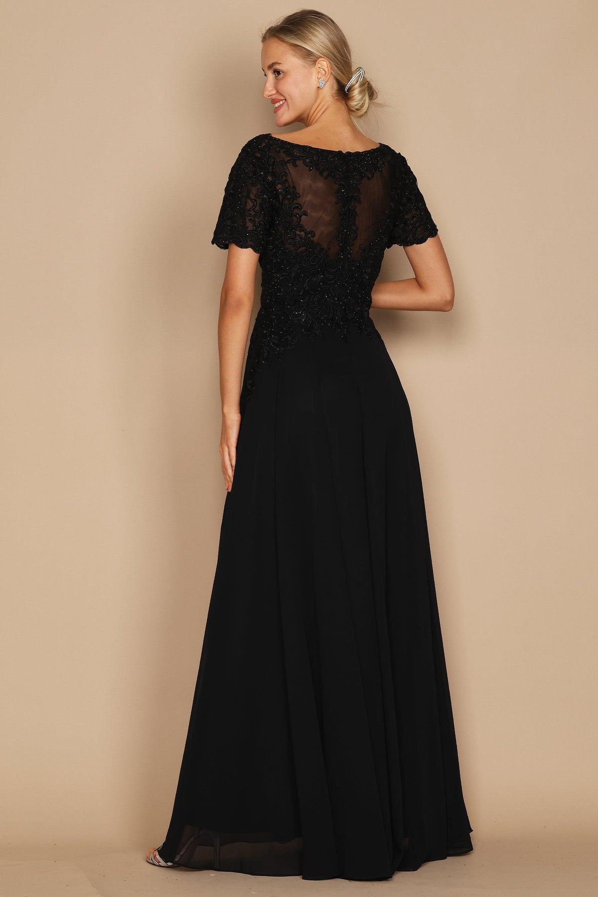 Short Sleeve Mother of the Bride Formal Dress – Burgundy