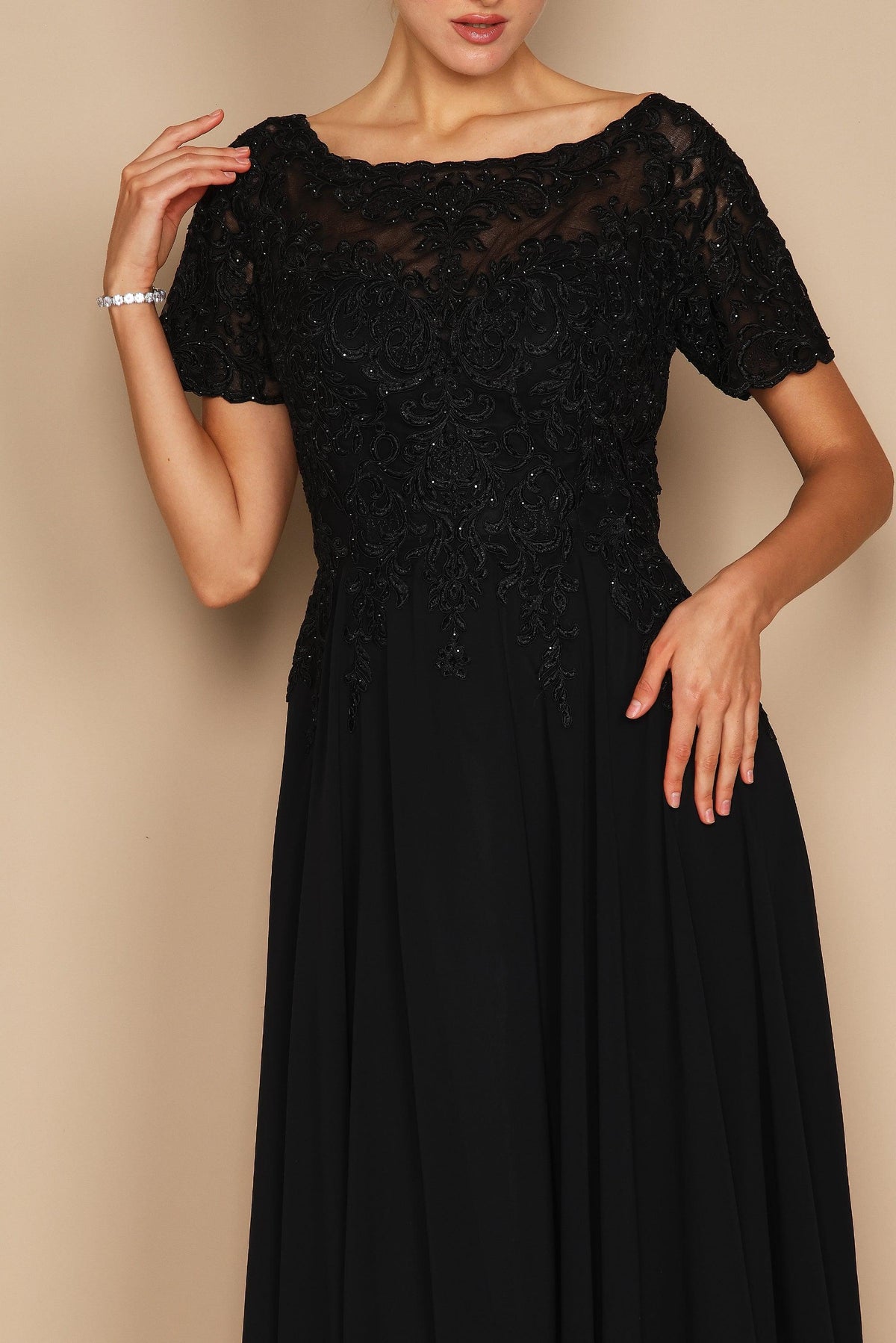 Short Sleeve Mother of the Bride Formal Dress – Burgundy