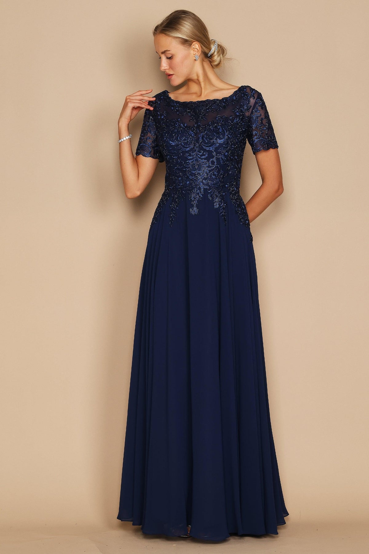 Short Sleeve Mother of the Bride Formal Dress – Black