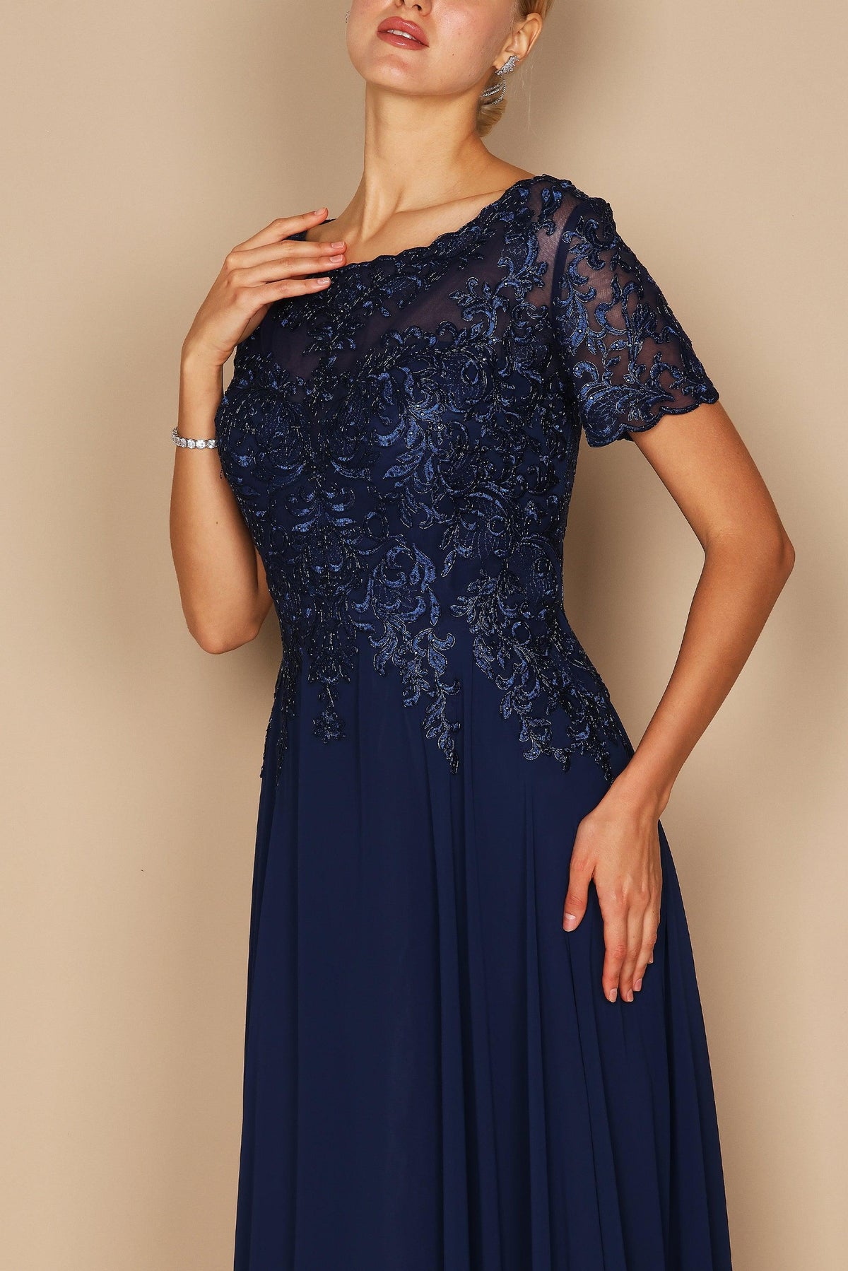 Short Sleeve Mother of the Bride Formal Dress – Black