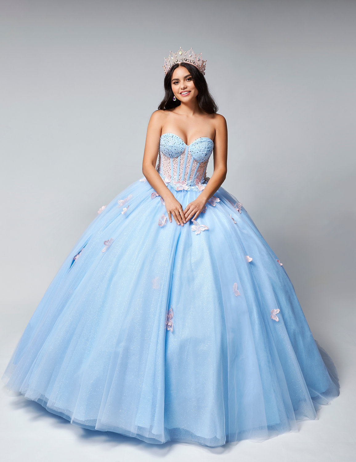 Quinceniera Dresses Sweet 16 Quinceanera Glitter Ball Gown Dress Light Blue