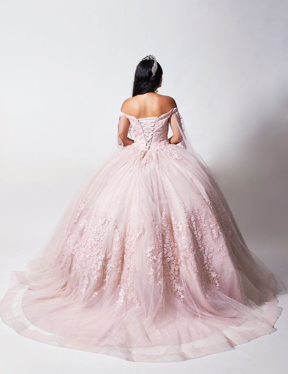 Quinceniera Dresses Ball Gown Long Floral Sweet 16 3D Quinceanera Dress Blush