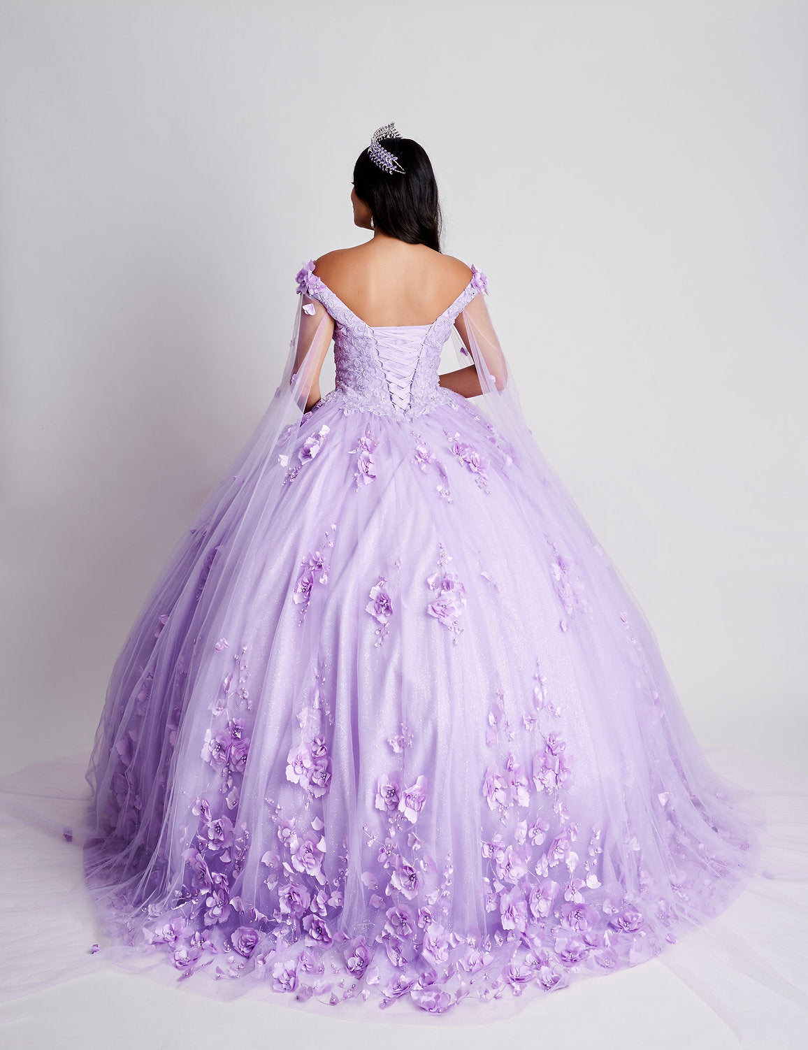 Quinceniera Dresses Long Floral Ball Gown Quinceanera Lace Dress Lilac