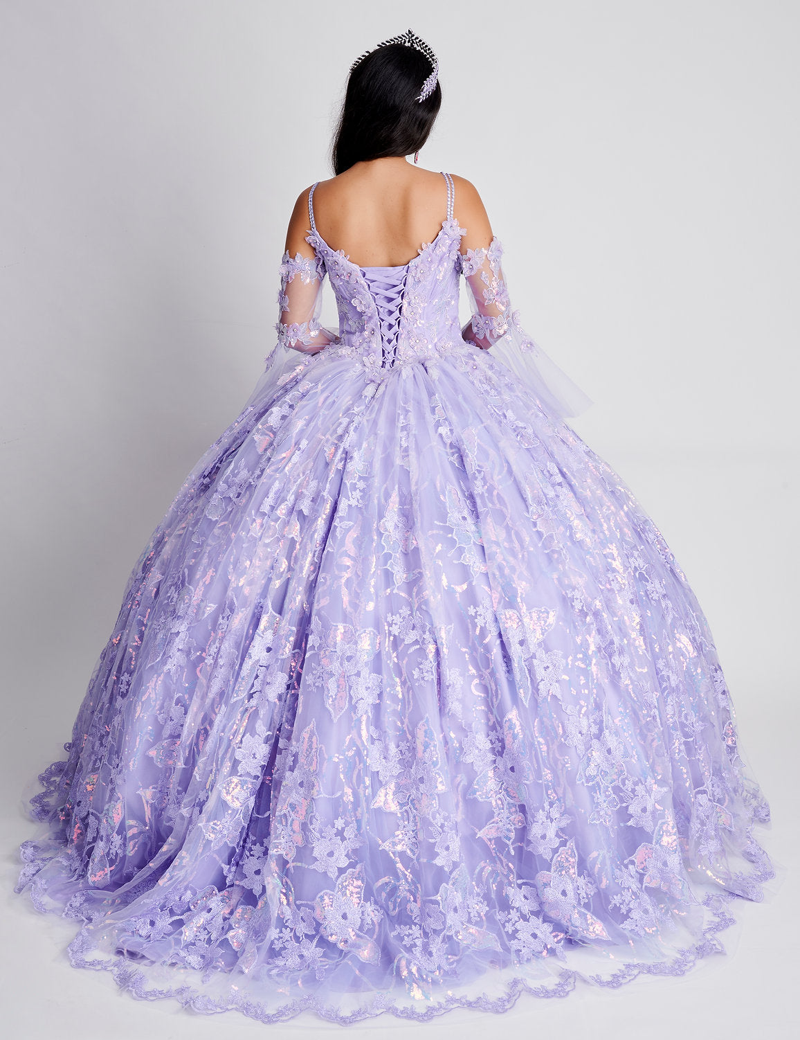 Quinceniera Dresses Floral Ball Gown Sweet 16 Long Quinceanera Dress Lilac